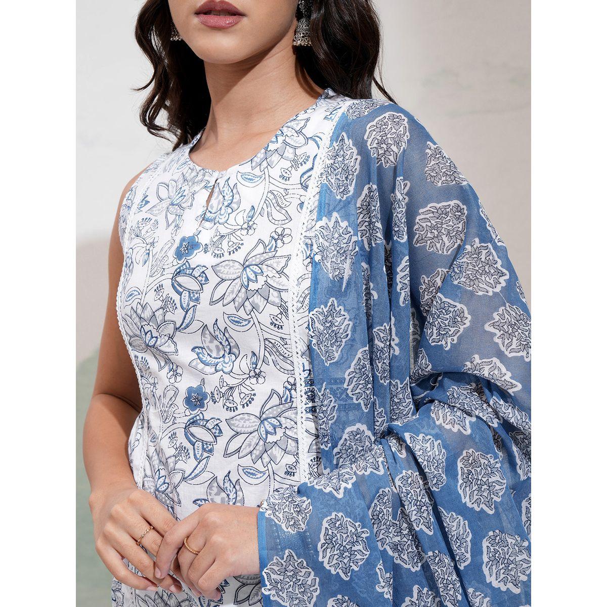 مجموعة من 3 - كورتا وبنطال مع دوباتا فيشود × ستايلي-women-clothing-ethnicwear-kurtasets-image-5