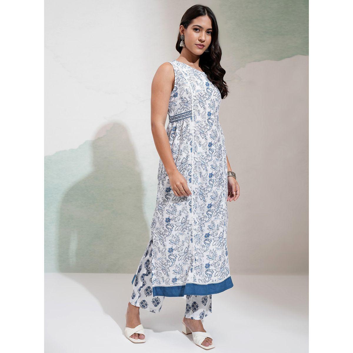 مجموعة من 3 - كورتا وبنطال مع دوباتا فيشود × ستايلي-women-clothing-ethnicwear-kurtasets-image-6