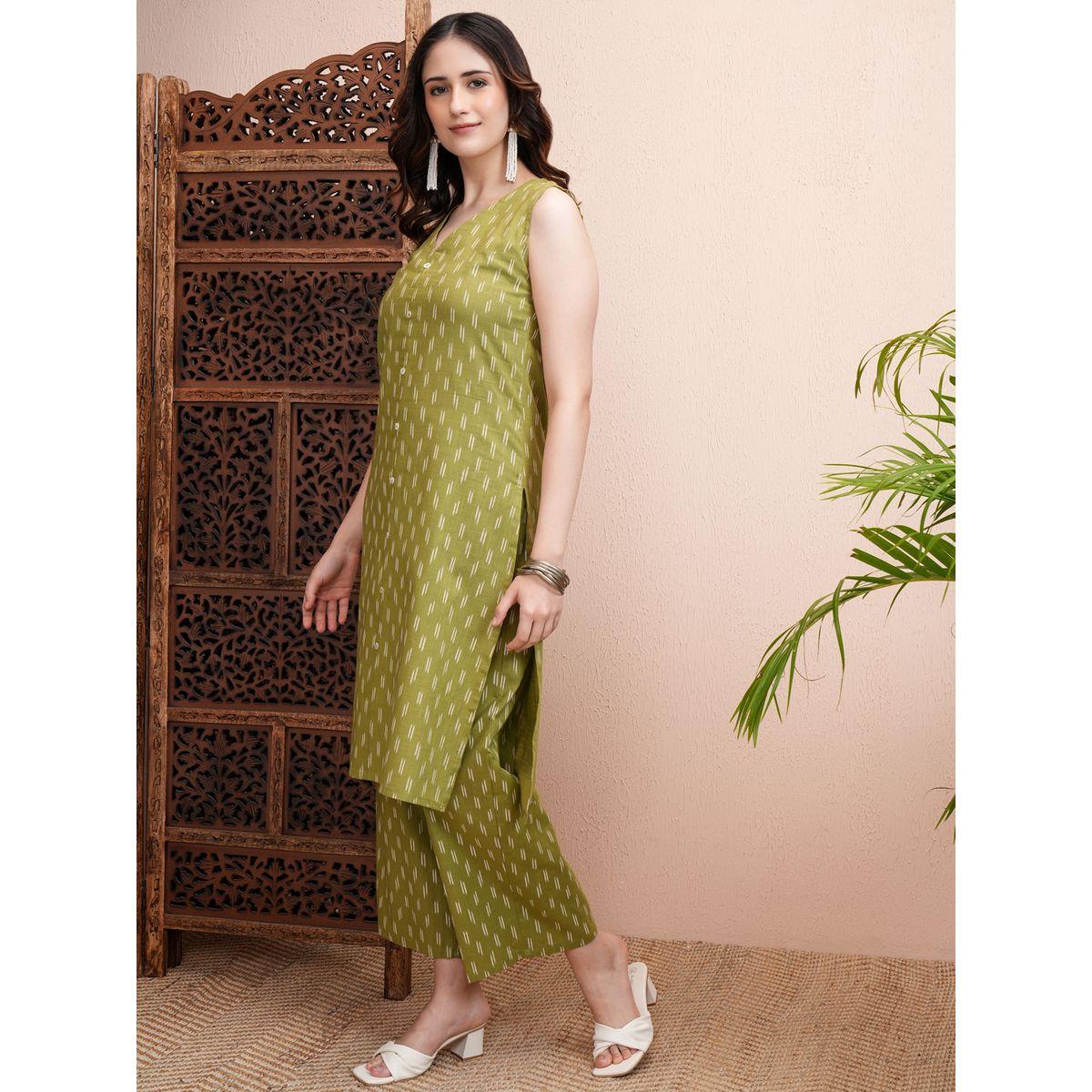 مجموعة من بنطال بالازو وكورتا مطبعة بالكامل فيشود × ستايلي-women-clothing-ethnicwear-kurtasets-image-4