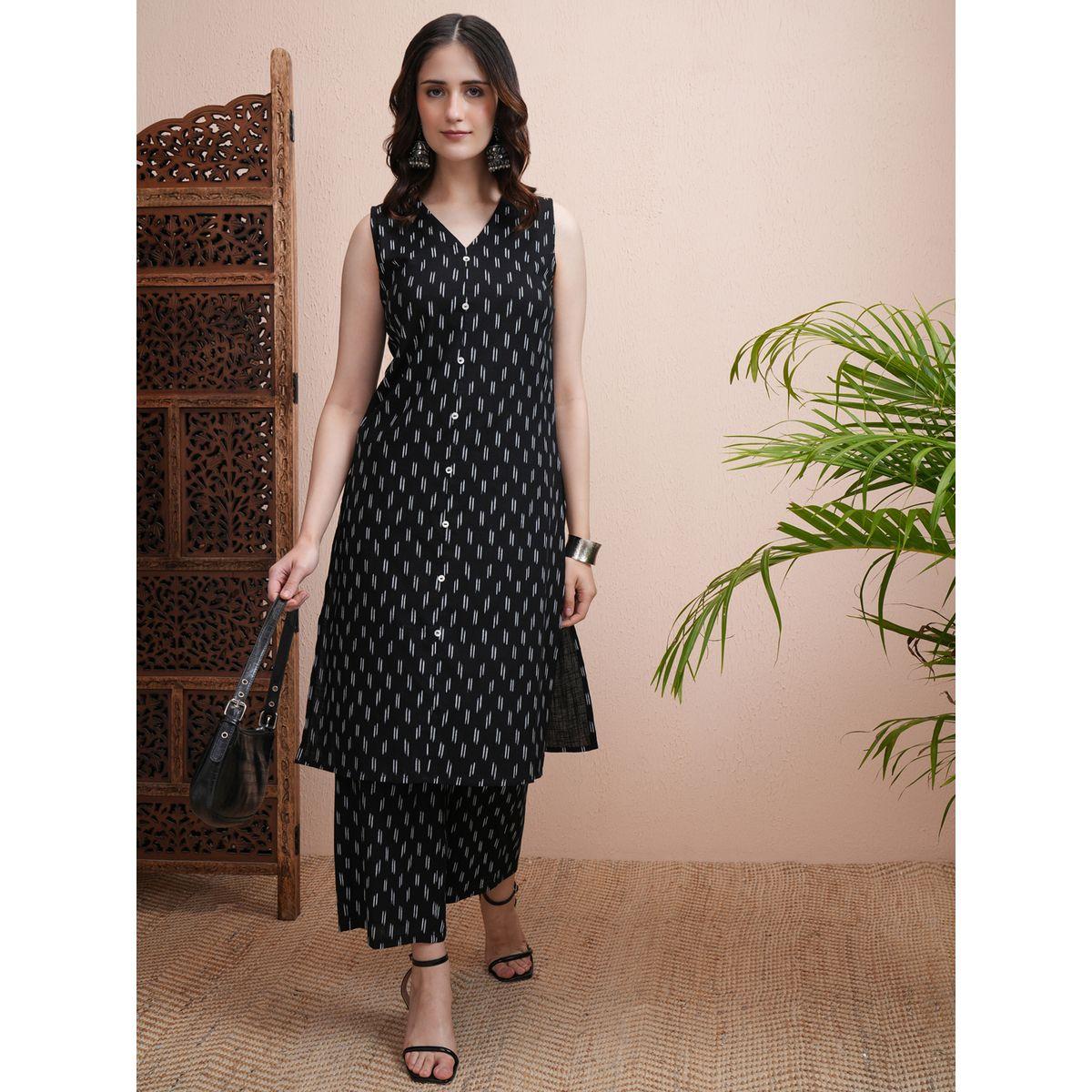 مجموعة من بنطال بالازو وكورتا مطبعة بالكامل فيشود × ستايلي-women-clothing-ethnicwear-kurtasets-image-2