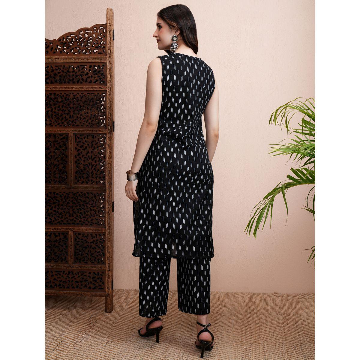 مجموعة من بنطال بالازو وكورتا مطبعة بالكامل فيشود × ستايلي-women-clothing-ethnicwear-kurtasets-image-3