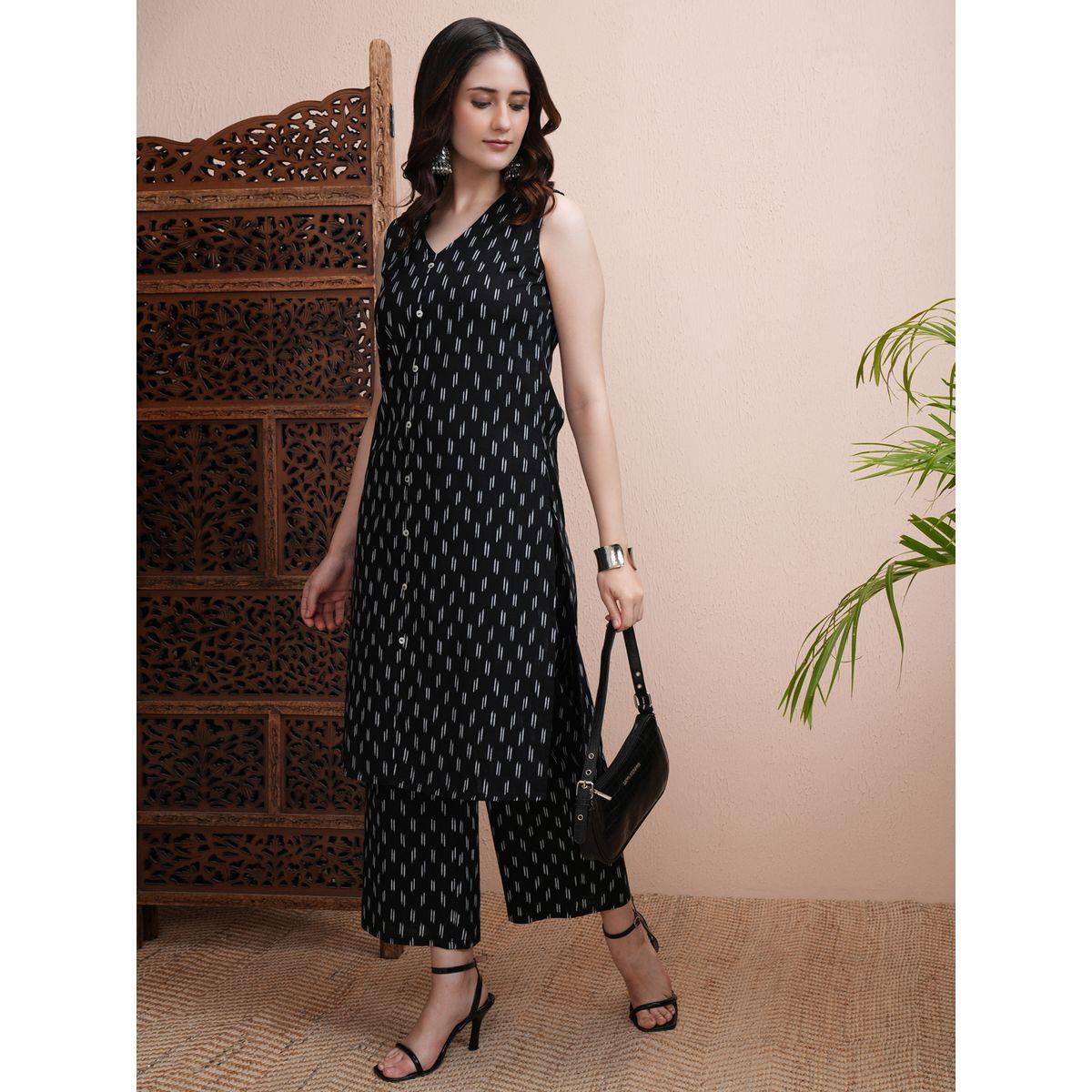 مجموعة من بنطال بالازو وكورتا مطبعة بالكامل فيشود × ستايلي-women-clothing-ethnicwear-kurtasets-image-4