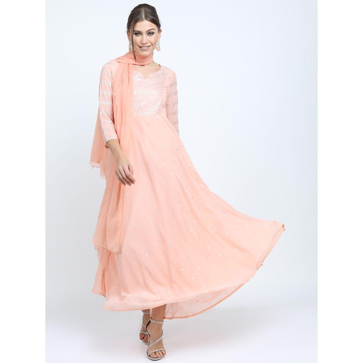 فستان طويل بطبعة فويل مع دوباتا فيشود × ستايلي-women-clothing-ethnicwear-dresses-image-1
