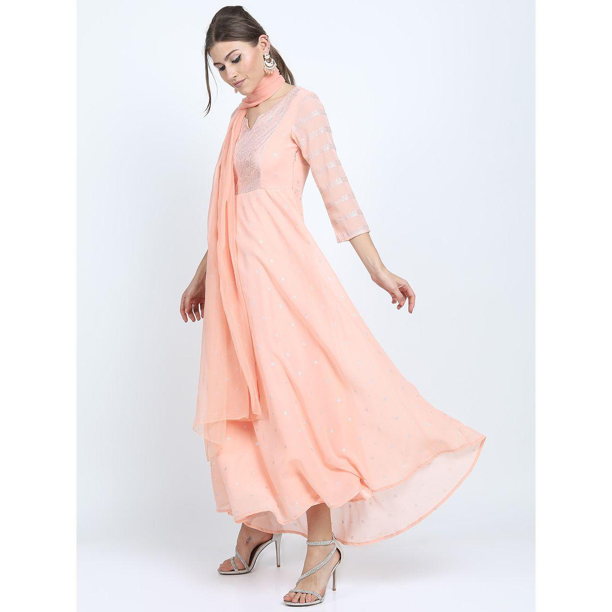 فستان طويل بطبعة فويل مع دوباتا فيشود × ستايلي-women-clothing-ethnicwear-dresses-image-2