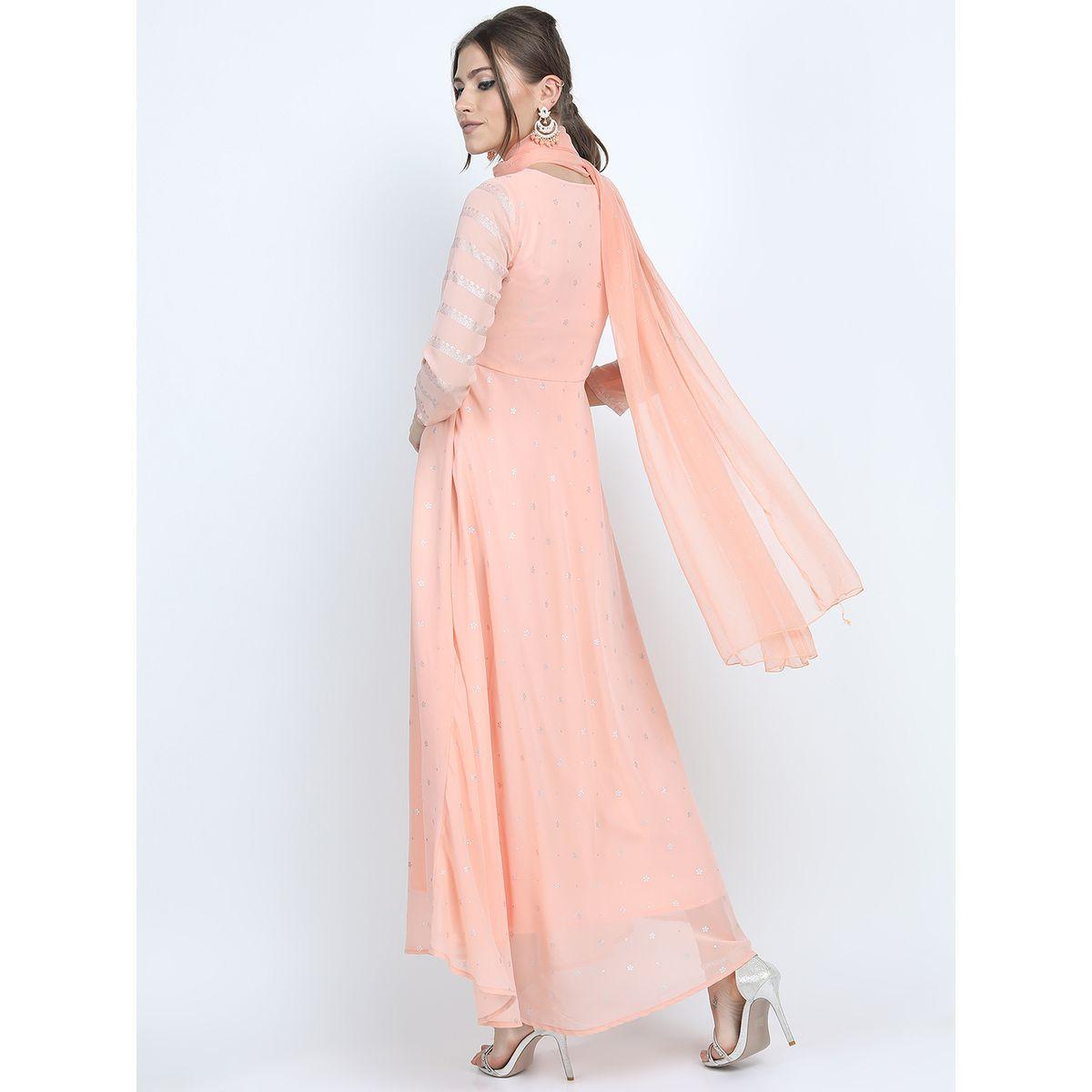 فستان طويل بطبعة فويل مع دوباتا فيشود × ستايلي-women-clothing-ethnicwear-dresses-image-3