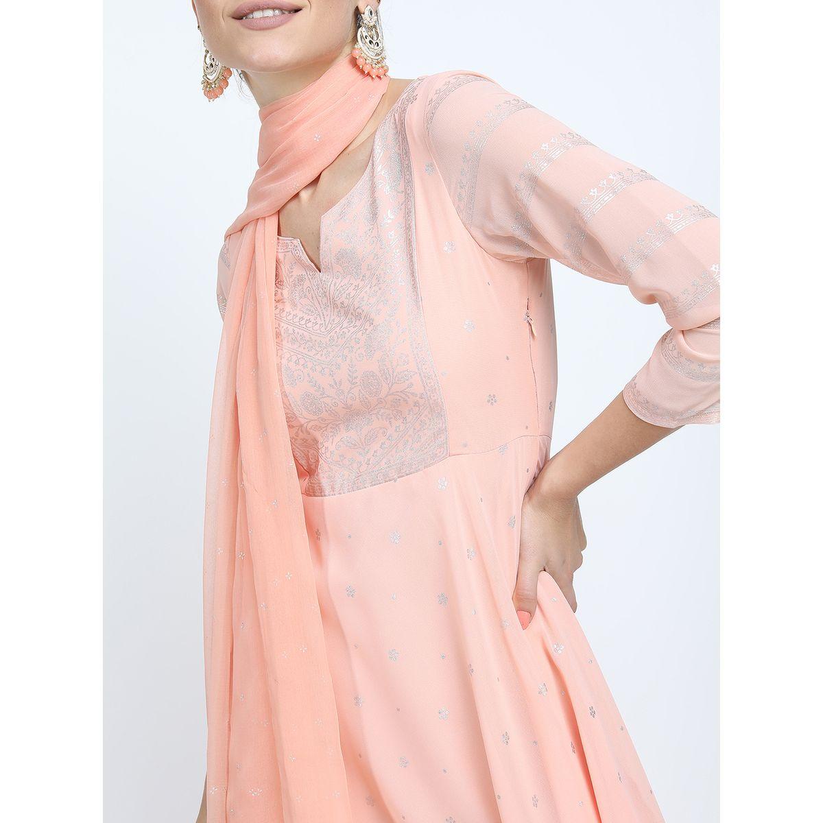 فستان طويل بطبعة فويل مع دوباتا فيشود × ستايلي-women-clothing-ethnicwear-dresses-image-4