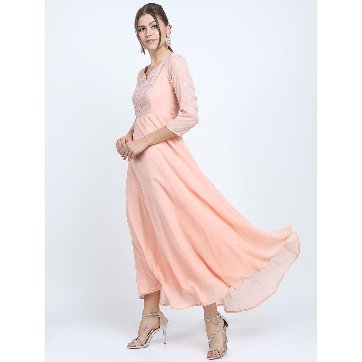 فستان طويل بطبعة فويل مع دوباتا فيشود × ستايلي-women-clothing-ethnicwear-dresses-image-6