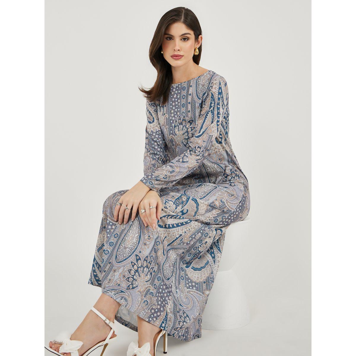 فستان طويل مطبع بالكامل بأكمام طويلة-women-clothing-dresses-image-1