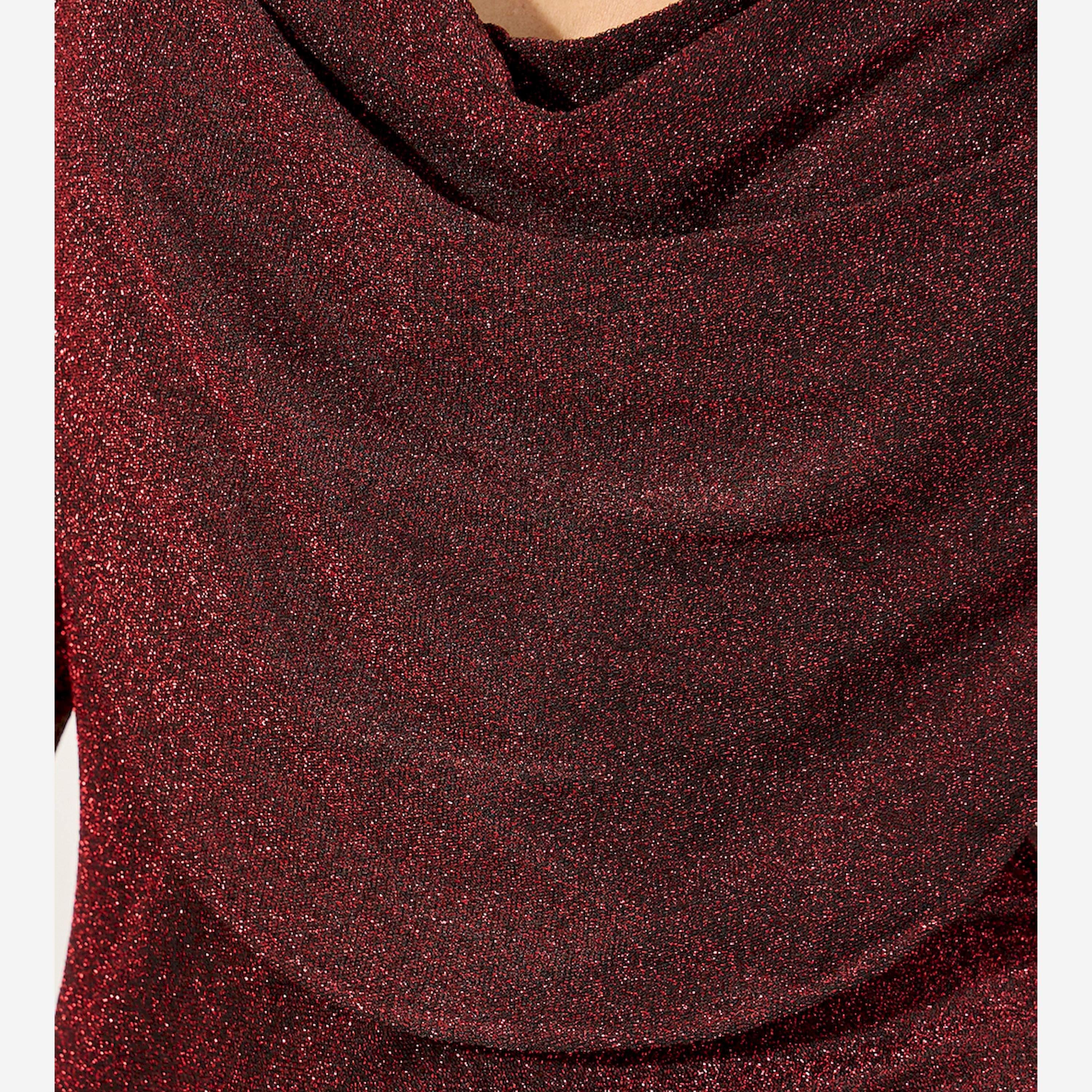 Styli Plain Cowl Neck Long Sleeves Bodycon Mini Dress-women-clothing-dresses-image-4