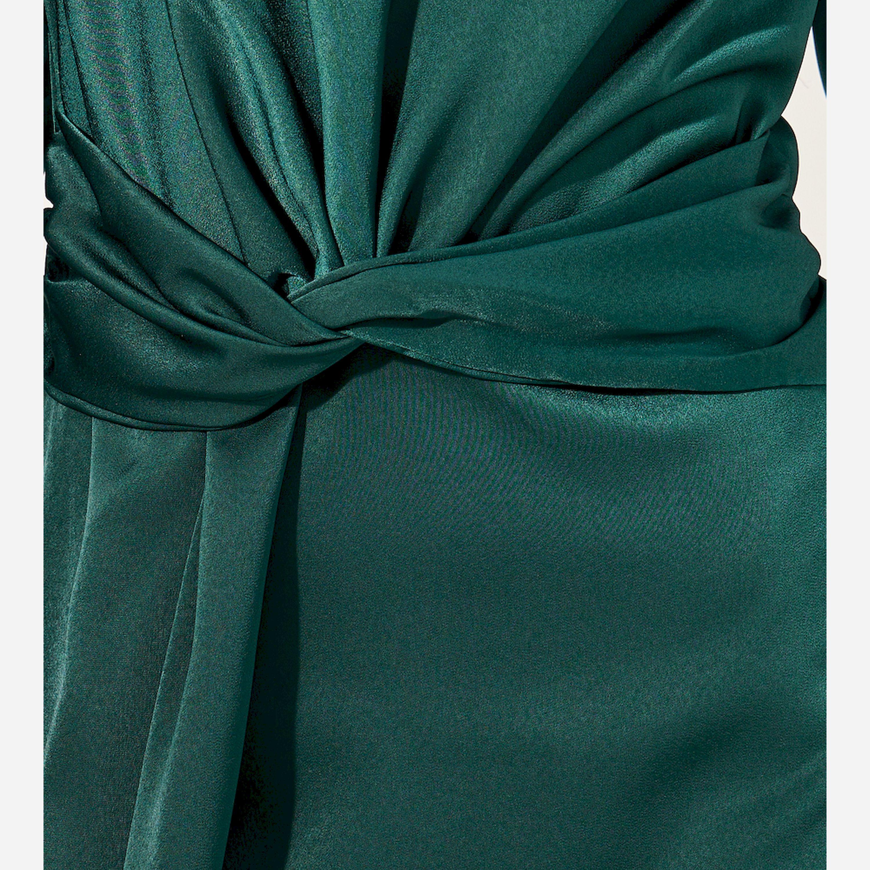 ستايلي - فستان ميدي ضيق بتفاصيل فتحة أمامية وتفاصيل رباط-women-clothing-dresses-image-4