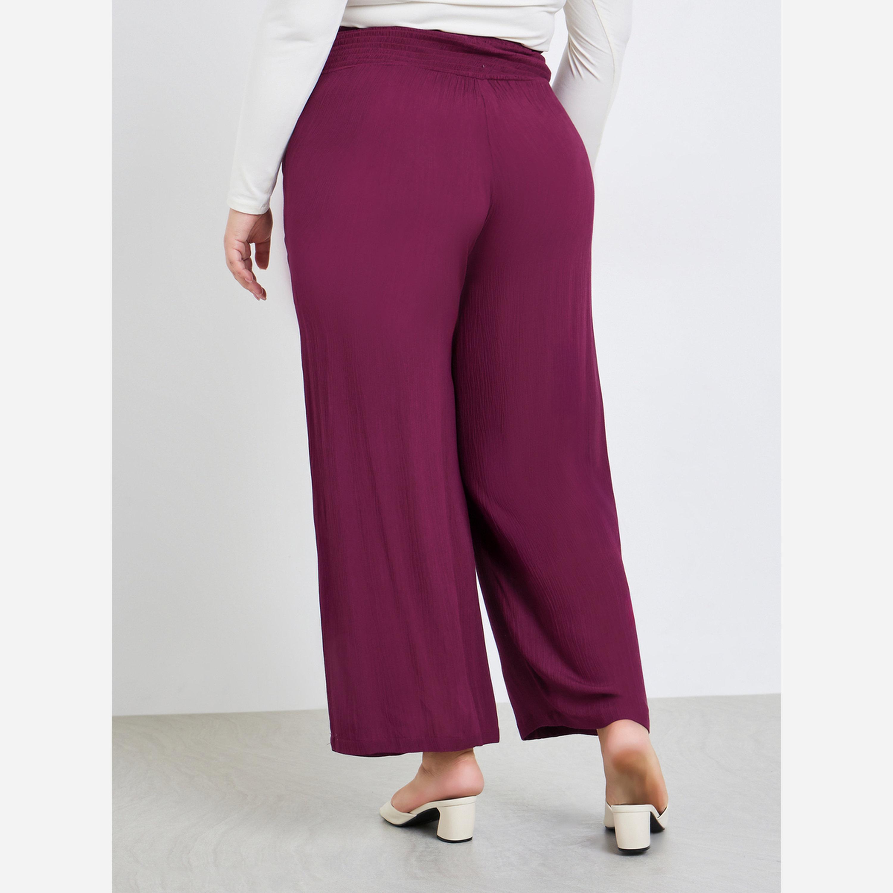 Styli Plus Size Burgundy Wide Leg Trousers-women-clothing-bottoms-trousers-image-3