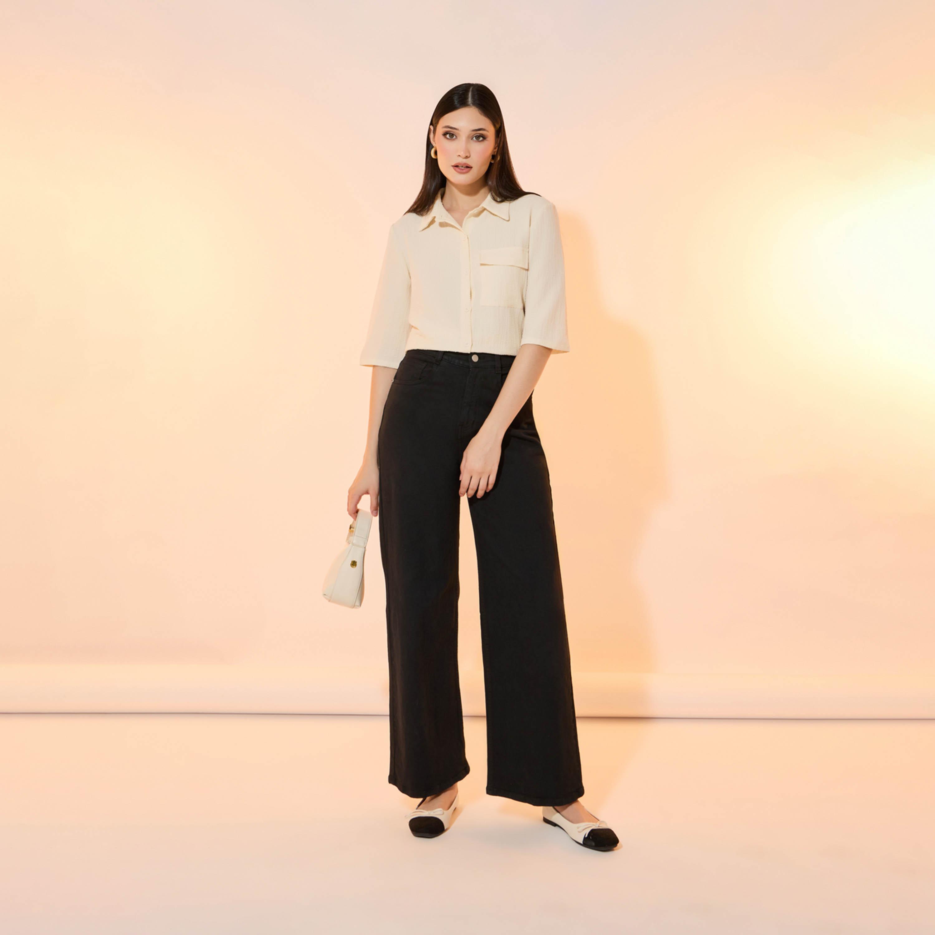 Take Two Textured Pocket Detail Short Sleeves Shirt-women-clothing-shirtsandblouses-shirts-image-2