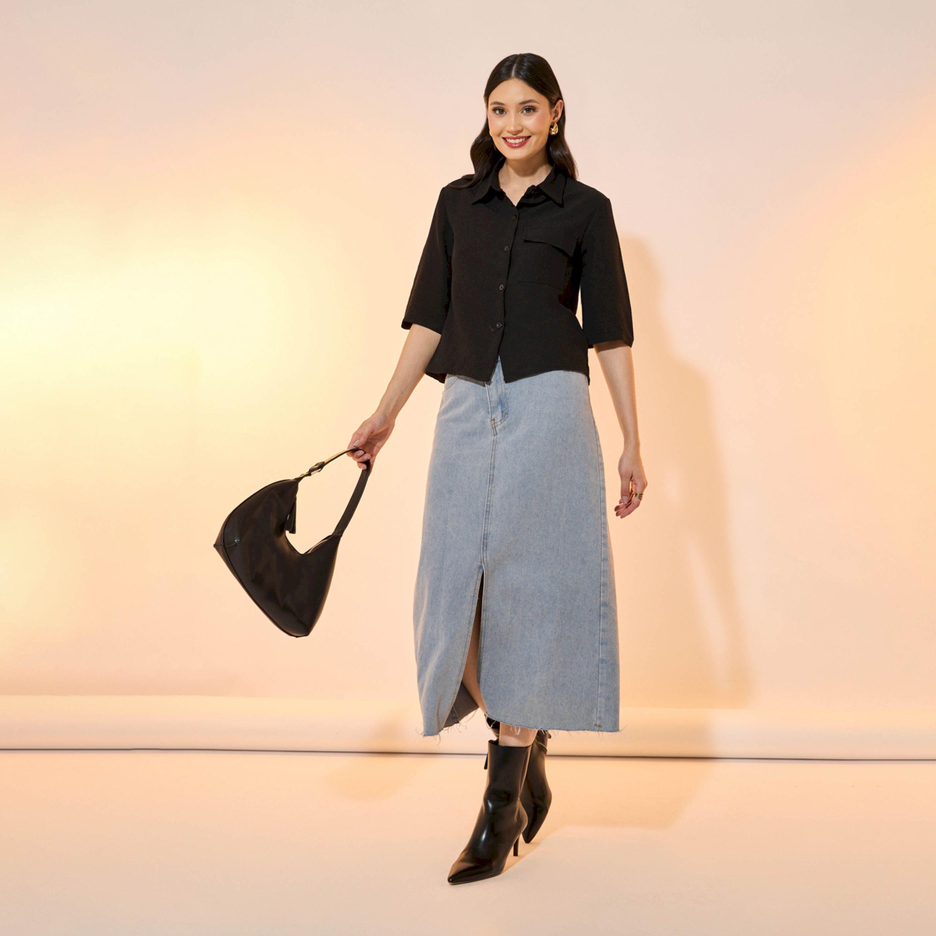 بلوزة بتفاصيل جيب مع أزرار غلق-women-clothing-shirtsandblouses-shirts-image-2