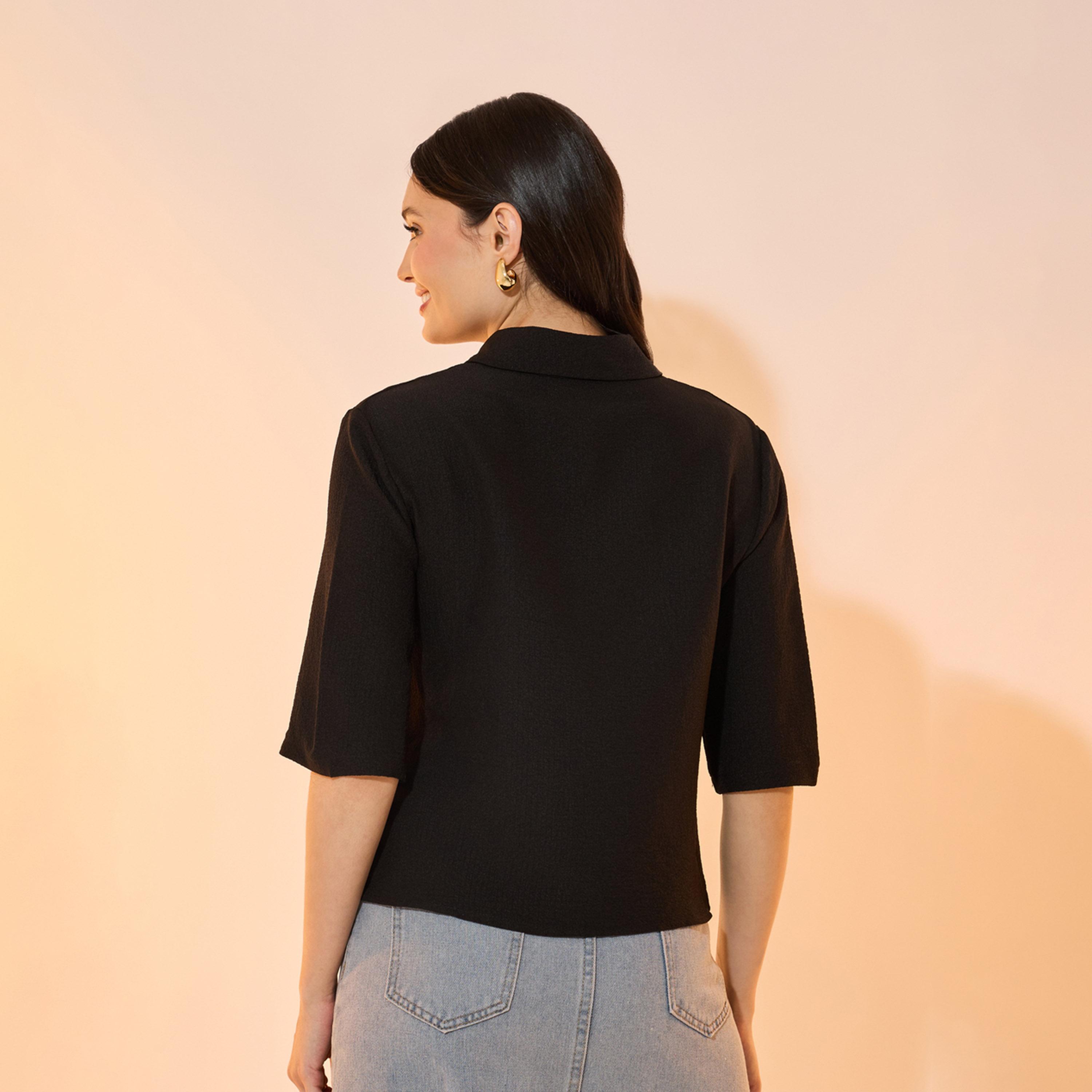 بلوزة بتفاصيل جيب مع أزرار غلق-women-clothing-shirtsandblouses-shirts-image-4