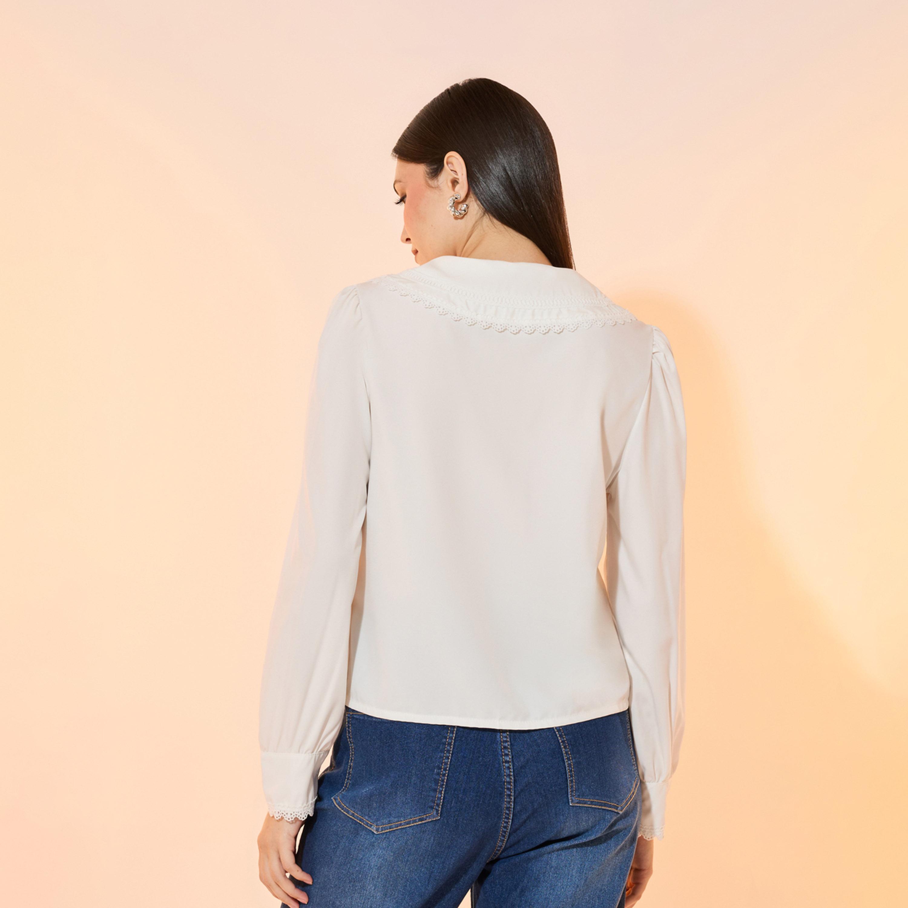 بلوزة سادة بياقة بيتر بان وأكمام طويلة-women-clothing-shirtsandblouses-shirts-image-4