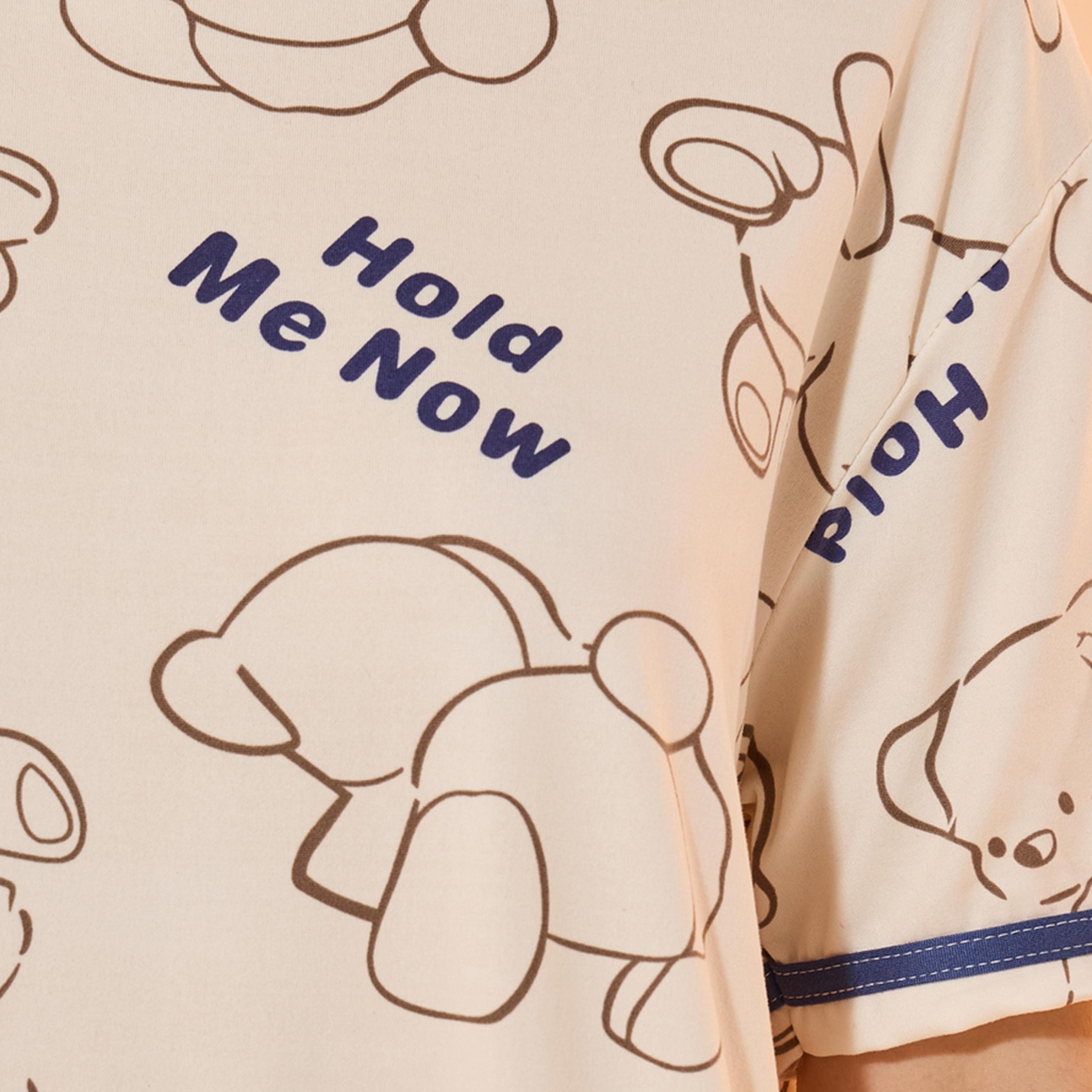 Take Two Bear Print Round Neck Sleep T-Shirt Dress-women-clothing-nightwear-nighties-image-3