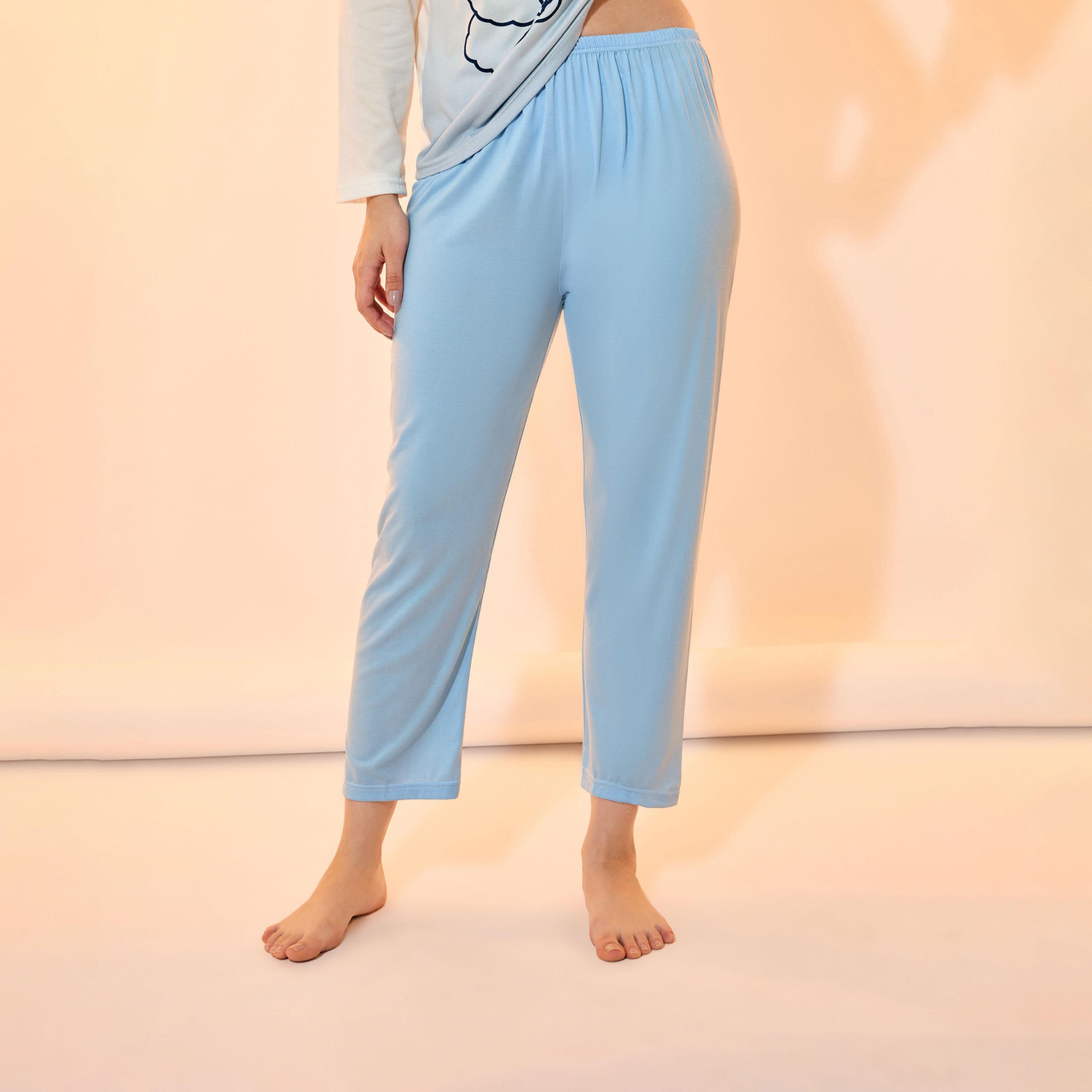 طقم من بنطال بيجاما مع تيشيرت بأكمام طويلة-women-clothing-nightwear-pyjamas-longsets-image-4