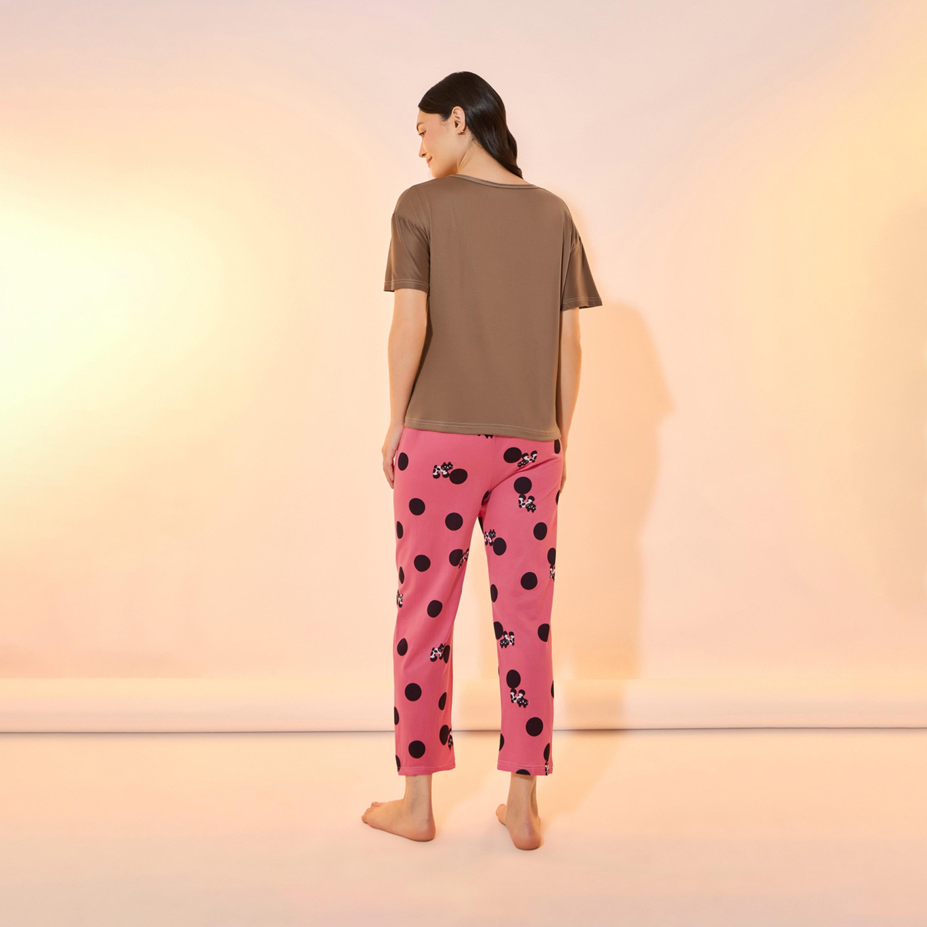 Take Two Graphic Print Round Neck T-Shirt and Pyjama Set-women-clothing-nightwear-pyjamas-longsets-image-5