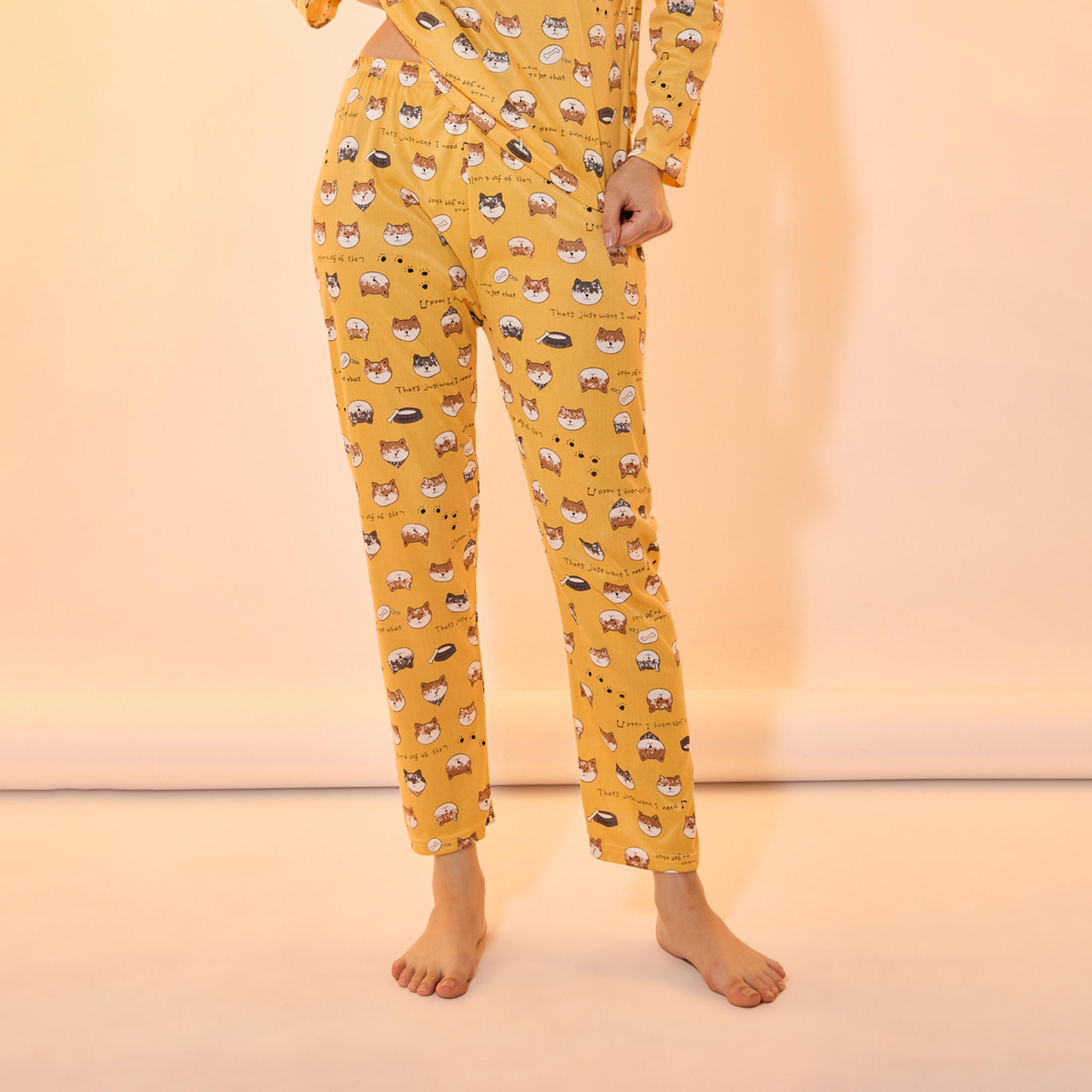 Take Two All Over Cat Print Long Sleeve T-Shirt and Pyjama Set-women-clothing-nightwear-pyjamas-longsets-image-4