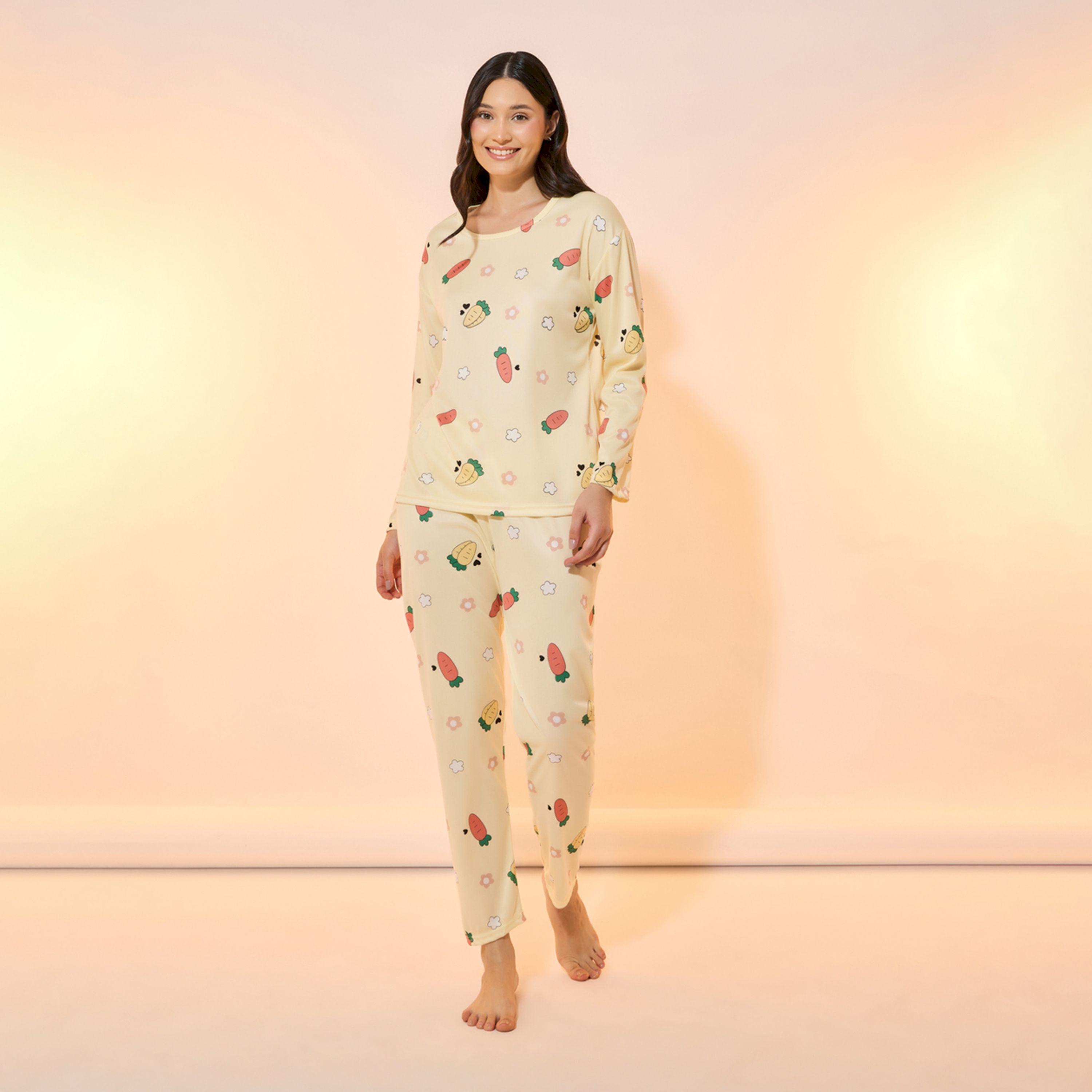طقم من بنطال بيجاما مع تيشيرت بأكمام طويلة-women-clothing-nightwear-pyjamas-longsets-image-2