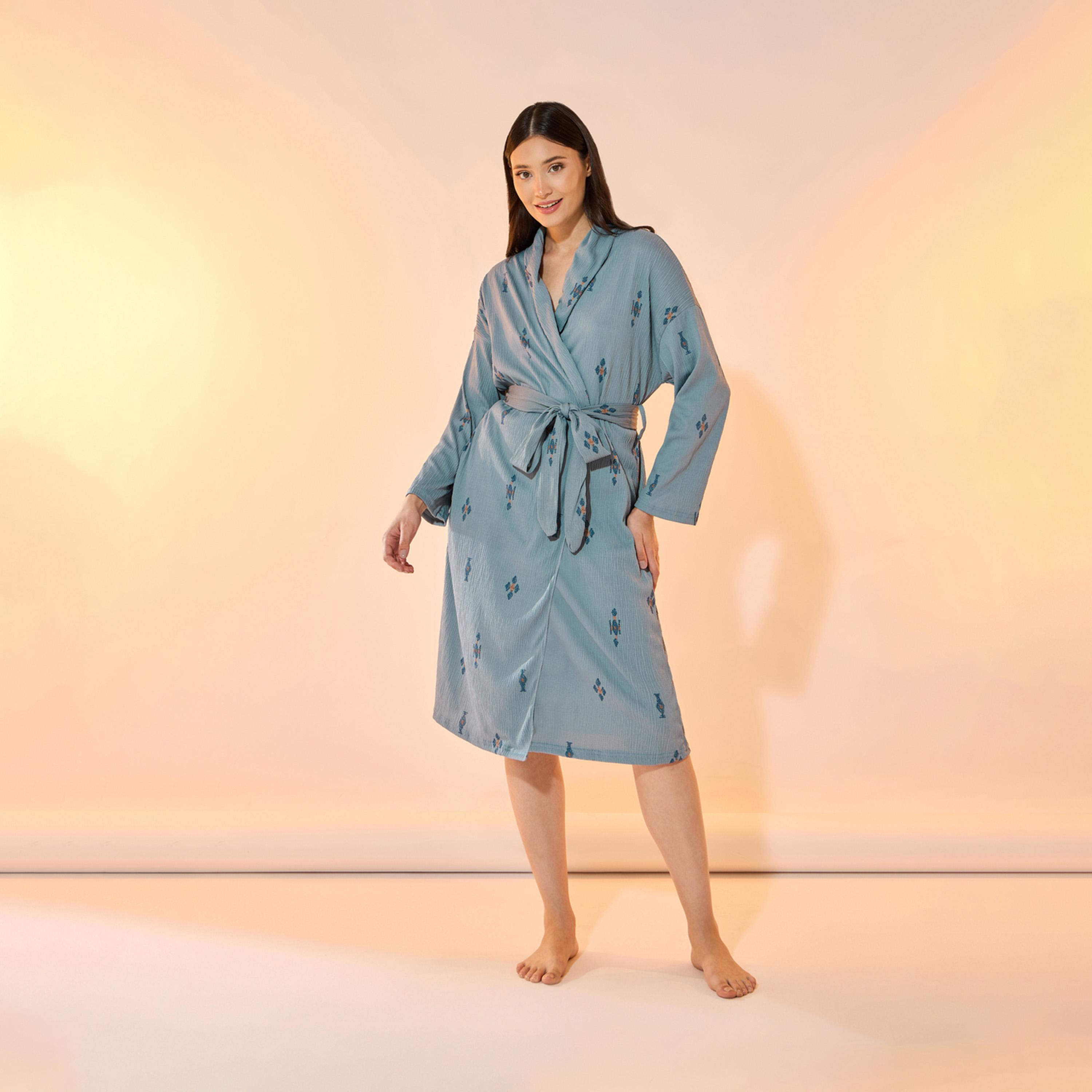 Take Two All Over Print Robe with Tie-Up Belt and Pockets-women-clothing-nightwear-robes-image-1
