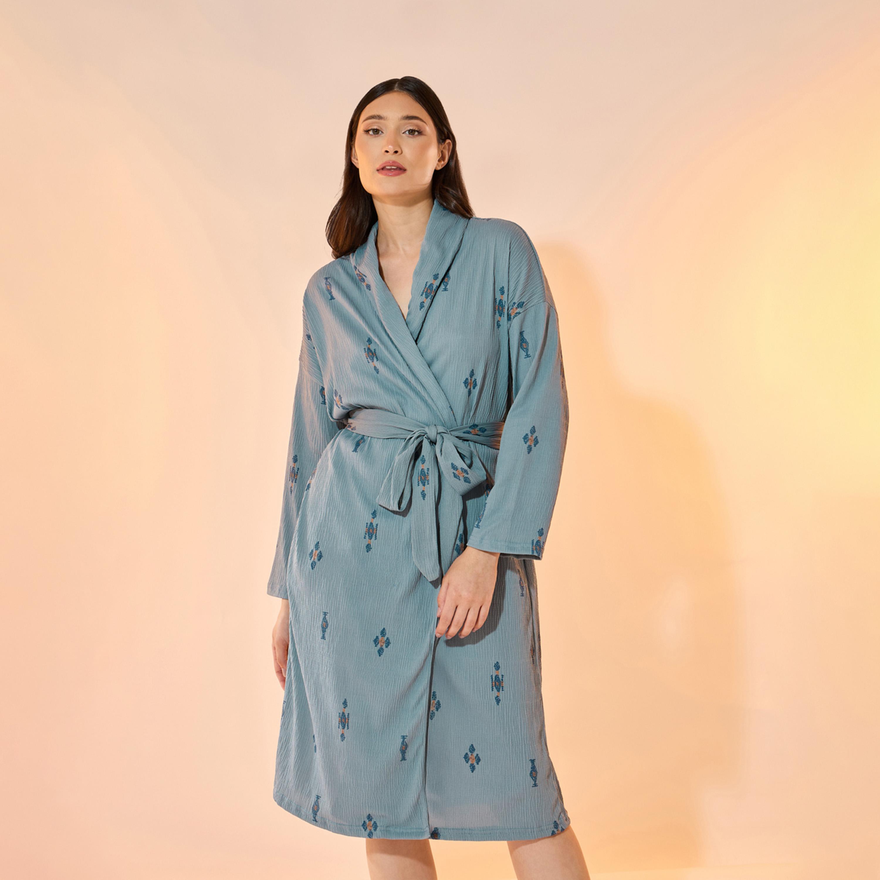 Take Two All Over Print Robe with Tie-Up Belt and Pockets-women-clothing-nightwear-robes-image-2