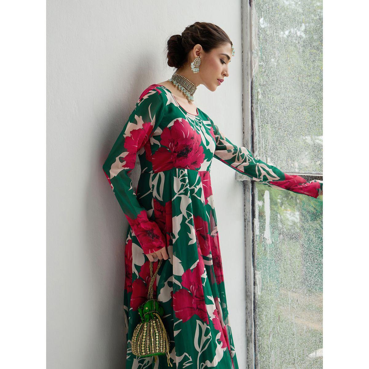 Sassafras X Styli   All-Over Floral Print Anarkali Maxi Kurta-women-clothing-ethnicwear-kurtas-image-7