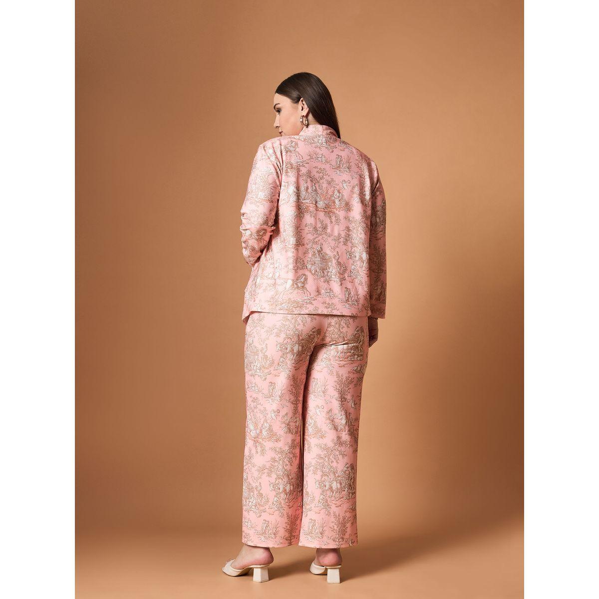 Sassafras X Styli  Plus Size Floral Print Shawl Collar Blazer and Straight Pants Set-women-clothing-dresses-image-6
