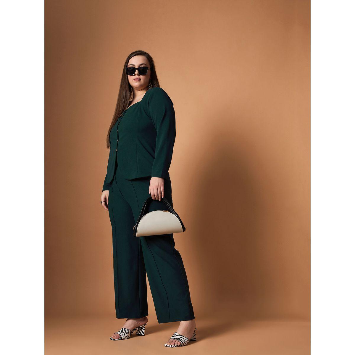 Sassafras X Styli  Plus Size Solid Front Button Top and Straight Pants Set-women-clothing-dresses-image-3