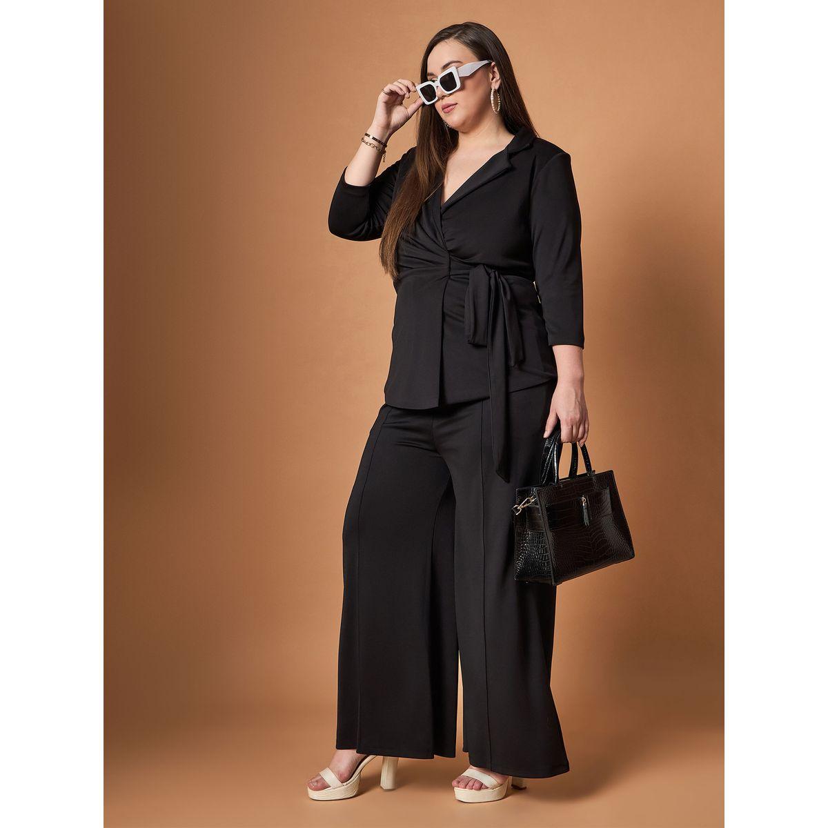 مجموعة من بنطال وبلوزة بمقاس كبير مع أربطة ساسافراس × ستايلي-women-clothing-dresses-image-1