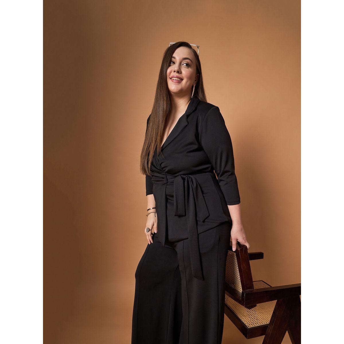 مجموعة من بنطال وبلوزة بمقاس كبير مع أربطة ساسافراس × ستايلي-women-clothing-dresses-image-2