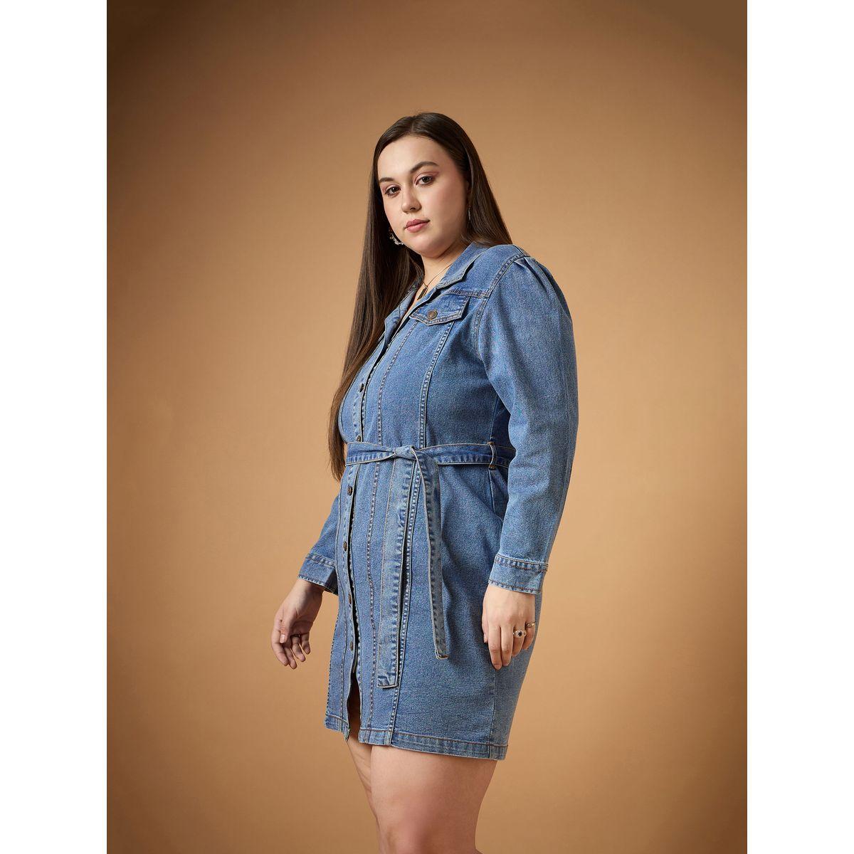 Sassafras X Styli Plus Size Front Button Belted Shirt Mini Dress-women-clothing-dresses-image-3