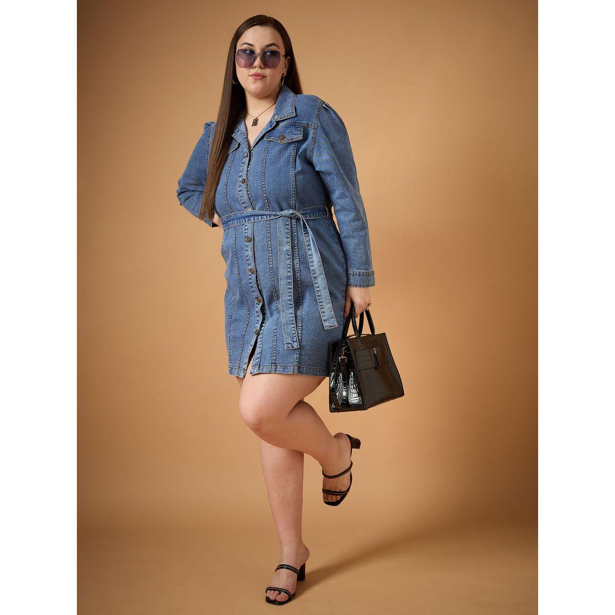 Sassafras X Styli Plus Size Front Button Belted Shirt Mini Dress-women-clothing-dresses-image-7