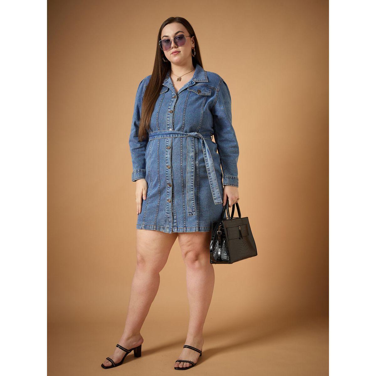 Sassafras X Styli Plus Size Front Button Belted Shirt Mini Dress-women-clothing-dresses-image-8