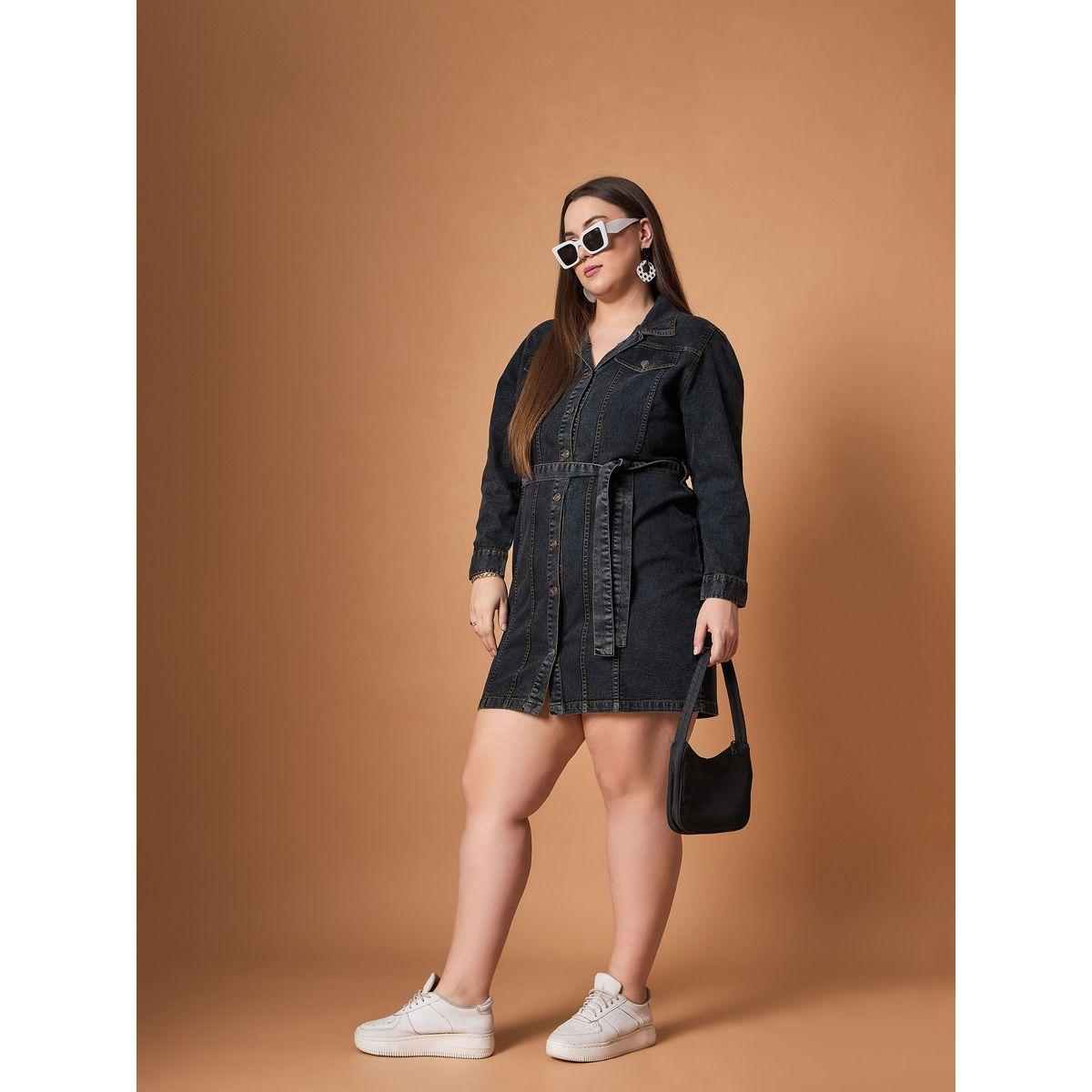 فستان قصير بمقاس كبير بنمط قميص ساسافراس × ستايلي-women-clothing-dresses-image-2