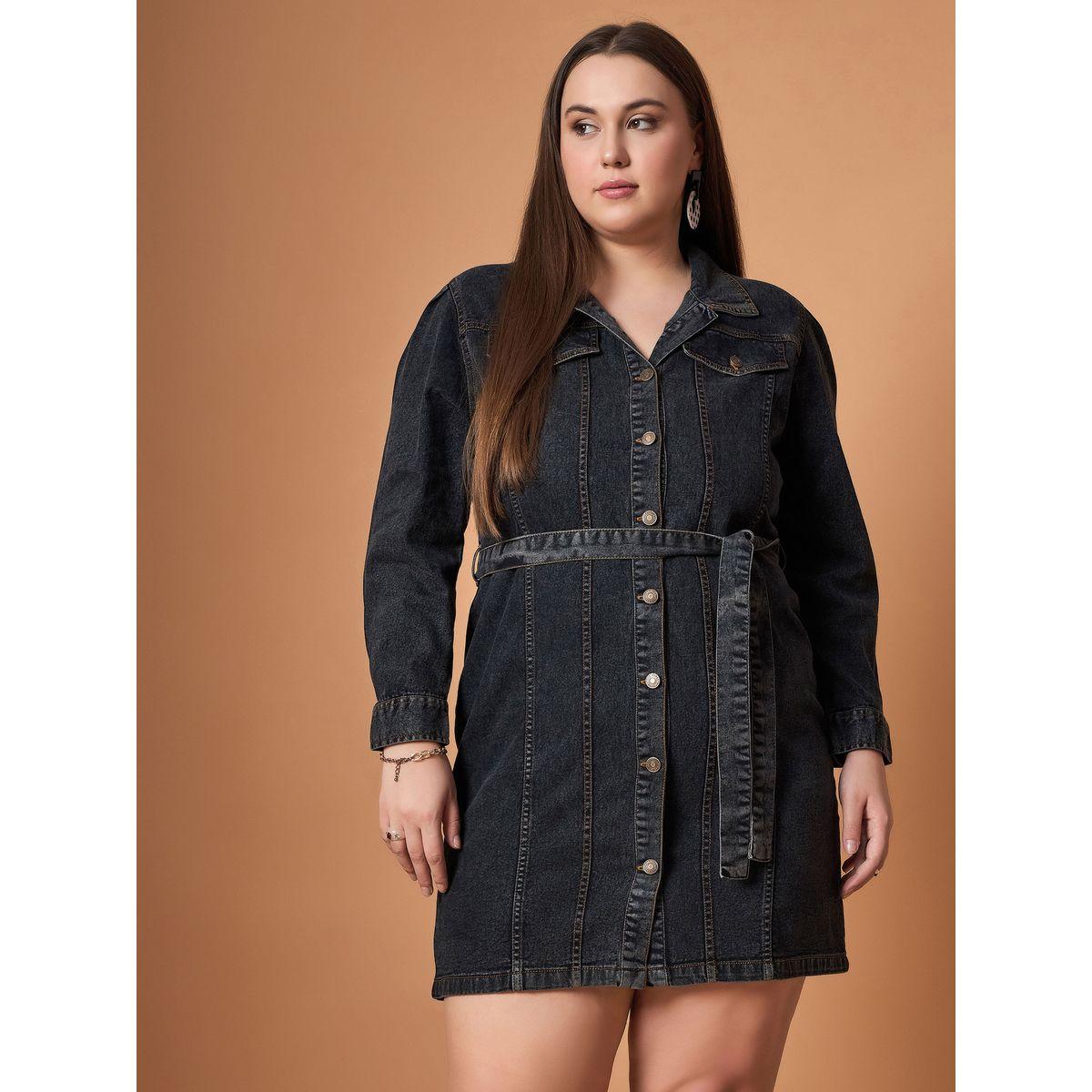Sassafras X Styli Plus Size Front Button Belted Shirt Mini Dress-women-clothing-dresses-image-6