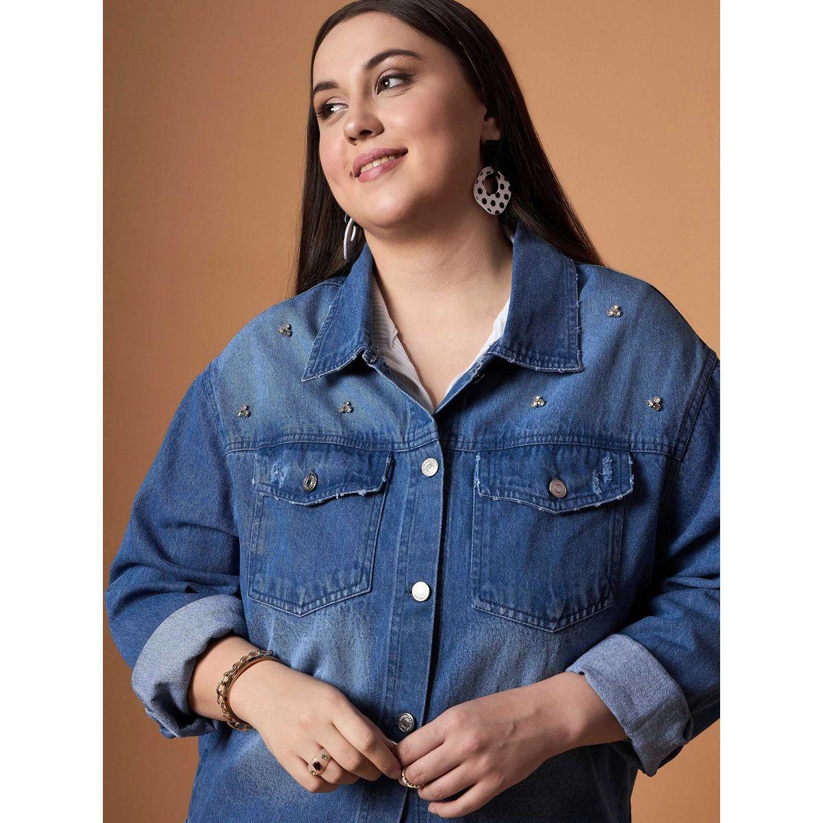 جاكيت دنيم بمقاس كبير وتفاصيل جيوب ساسافراس × ستايلي-women-winterwear-coatsandjackets-jackets-image-1