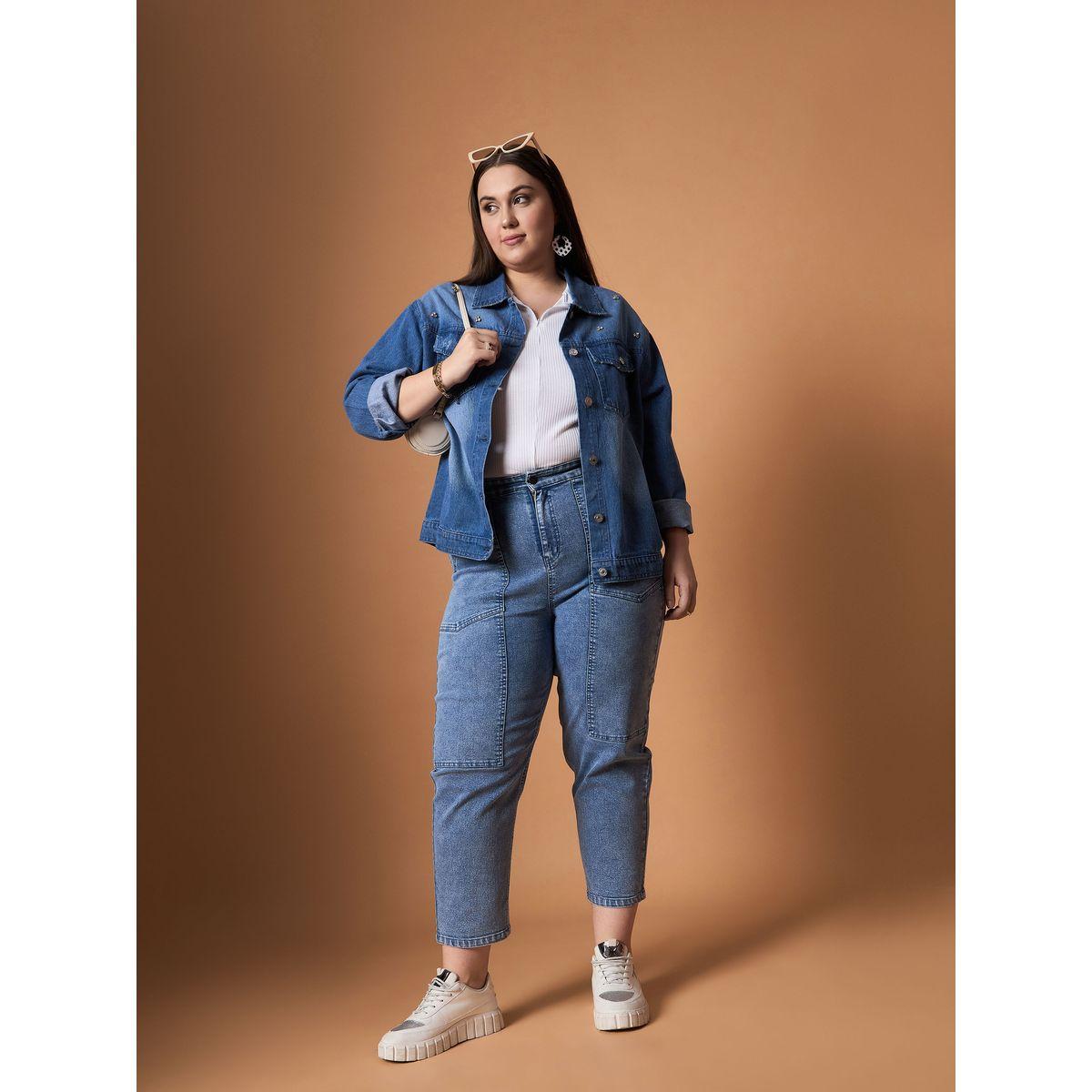 جاكيت دنيم بمقاس كبير وتفاصيل جيوب ساسافراس × ستايلي-women-winterwear-coatsandjackets-jackets-image-3