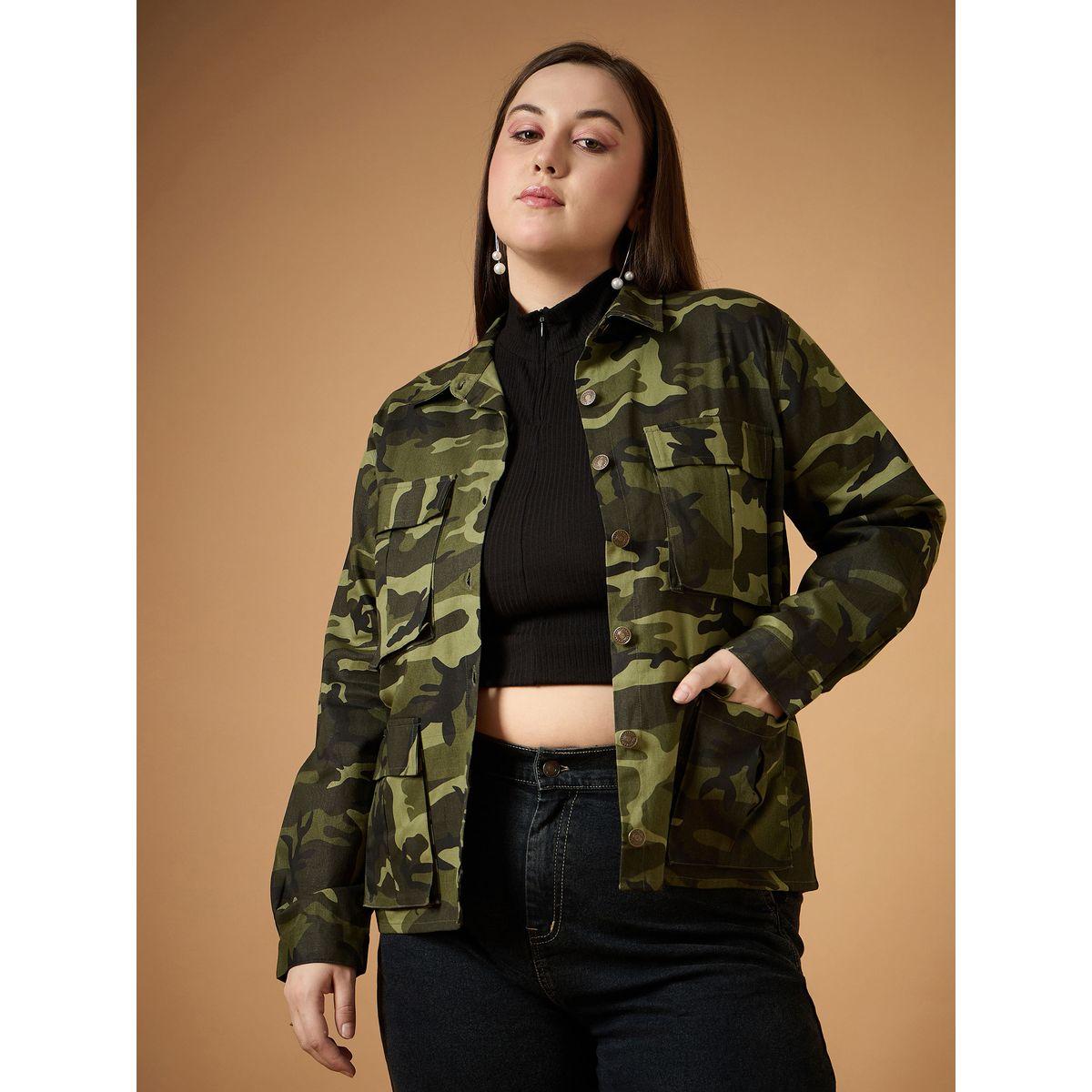 Sassafras X Styli  Plus Size Camouflage Print Multi Pocket Twill Shacket-women-winterwear-coatsandjackets-jackets-image-2