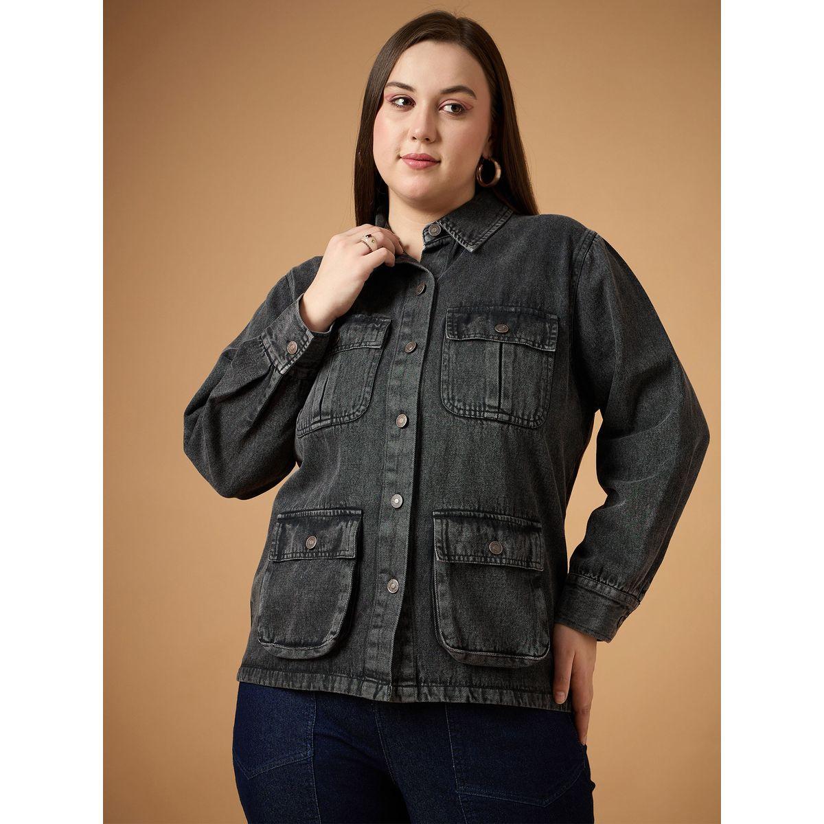 شاكيت دنيم بمقاس كبير وتفاصيل مشطوفة ساسافراس × ستايلي-women-winterwear-coatsandjackets-jackets-image-1