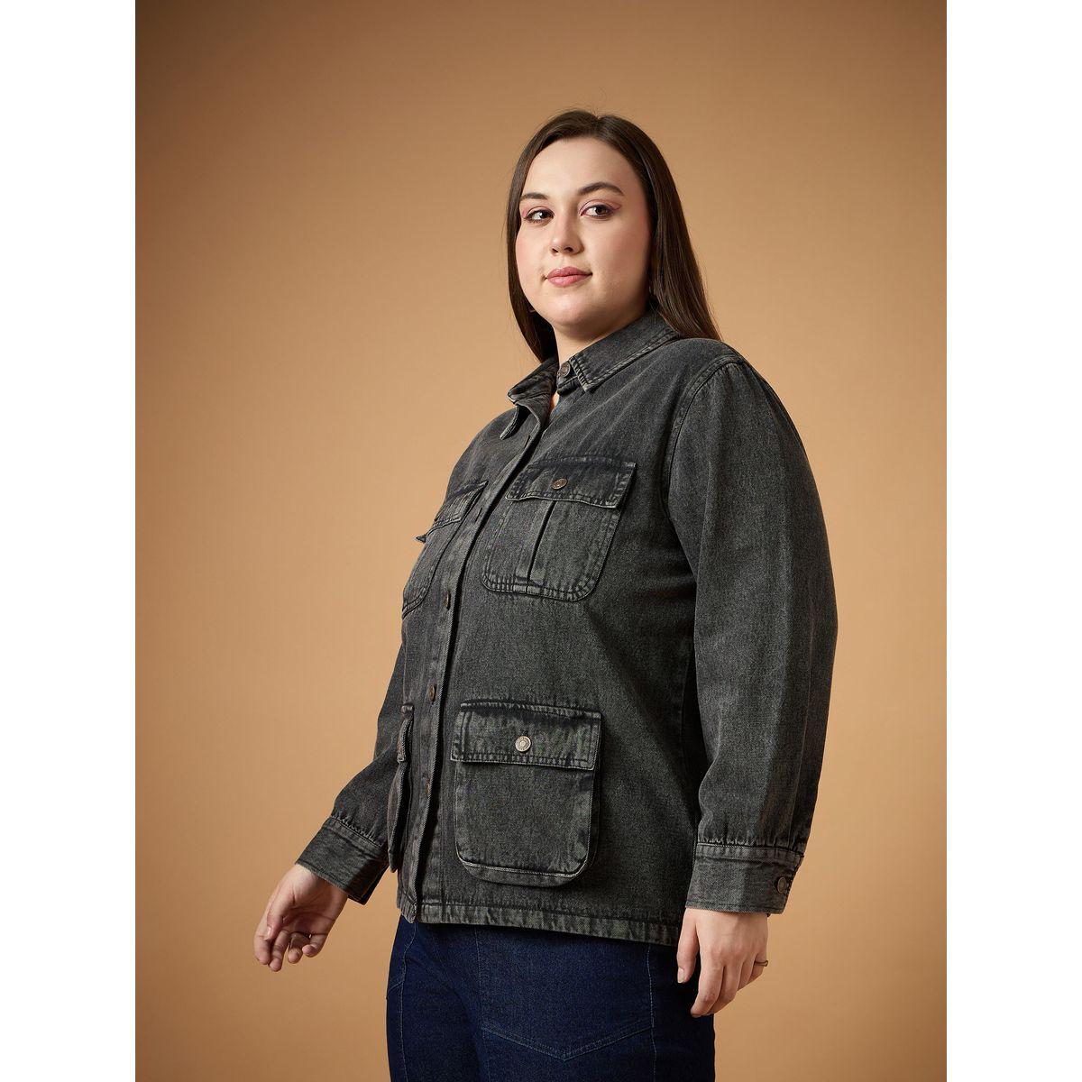 Sassafras X Styli  Plus Size Acid Washed Denim Shacket-women-winterwear-coatsandjackets-jackets-image-3