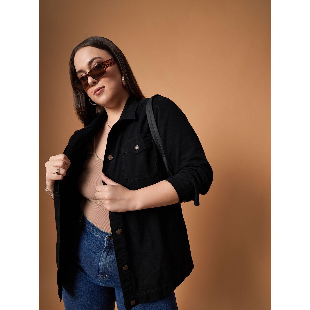 شاكيت دنيم سادة بمقاس كبير وجيوب ساسافراس × ستايلي-women-winterwear-coatsandjackets-jackets-image-6