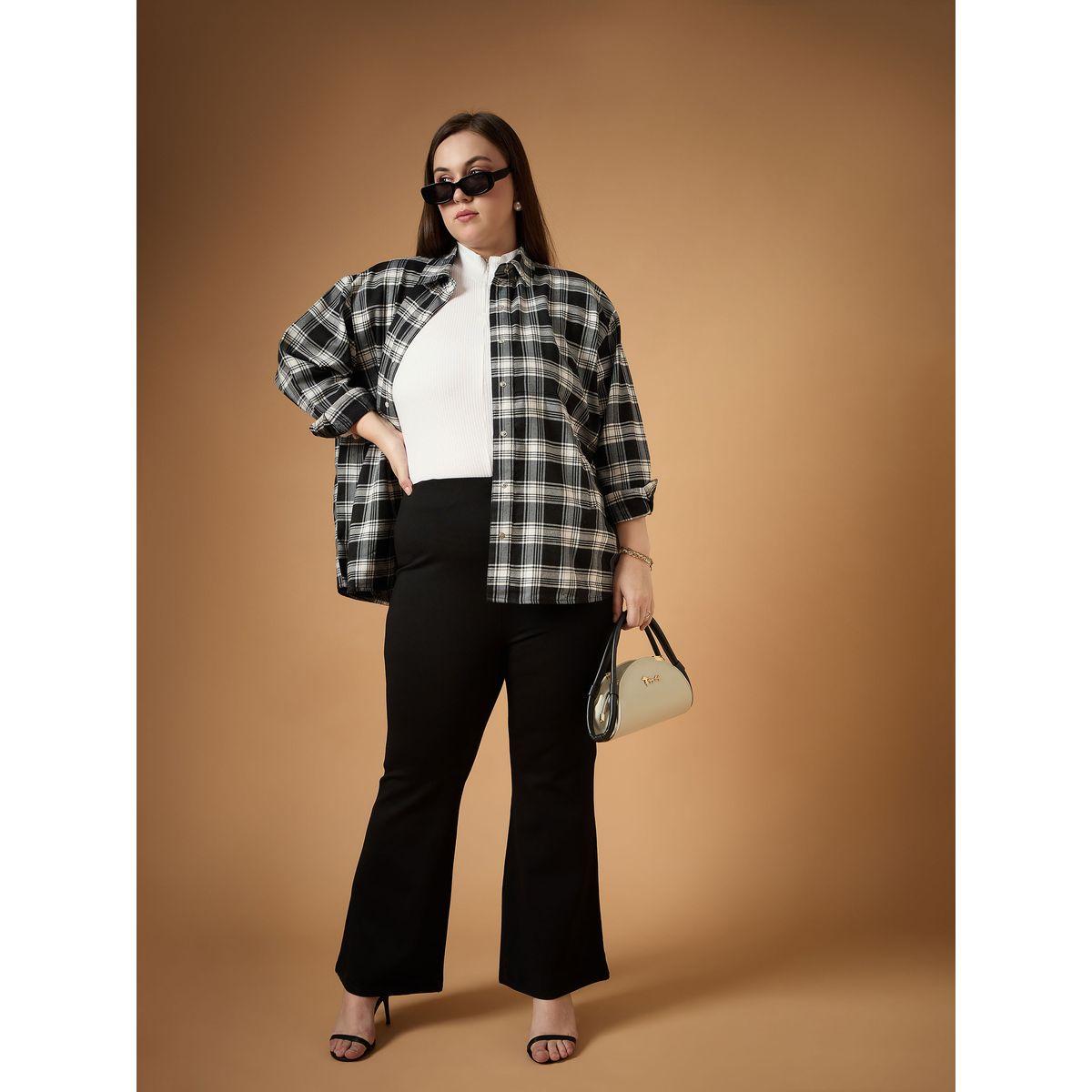 Sassafras X Styli  Plus Size Flannel Checked Regular Fit Buttoned Shacket-women-winterwear-coatsandjackets-jackets-image-2