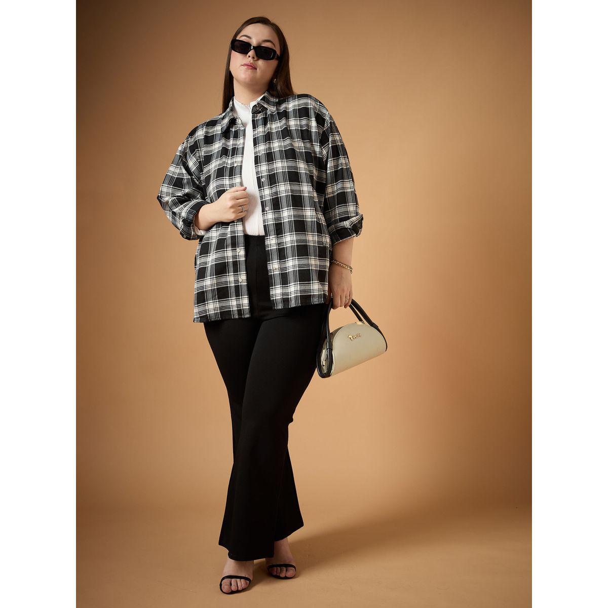 Sassafras X Styli  Plus Size Flannel Checked Regular Fit Buttoned Shacket-women-winterwear-coatsandjackets-jackets-image-8