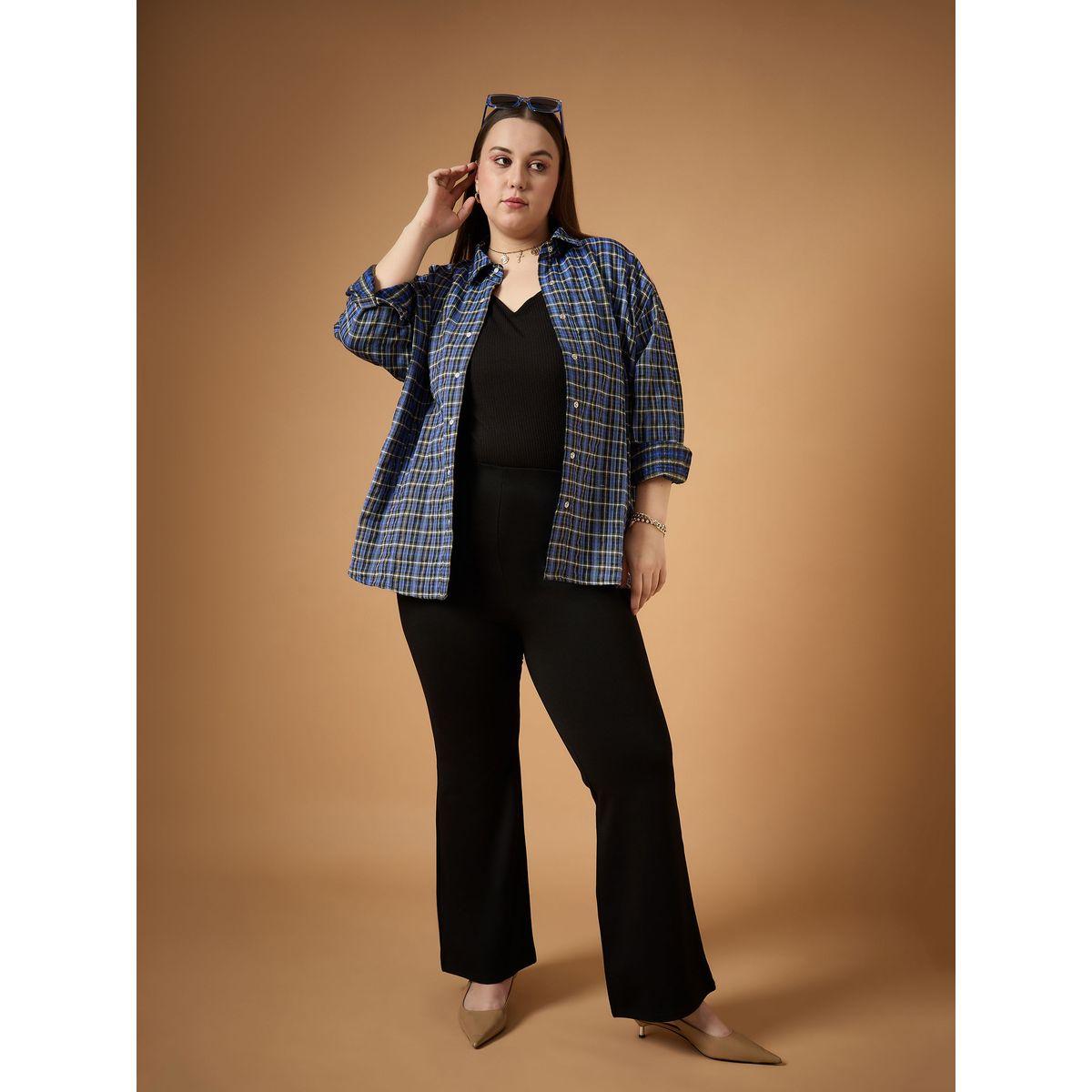 Sassafras X Styli  Plus Size Flannel Checked Regular Fit Buttoned Shacket-women-winterwear-coatsandjackets-jackets-image-7