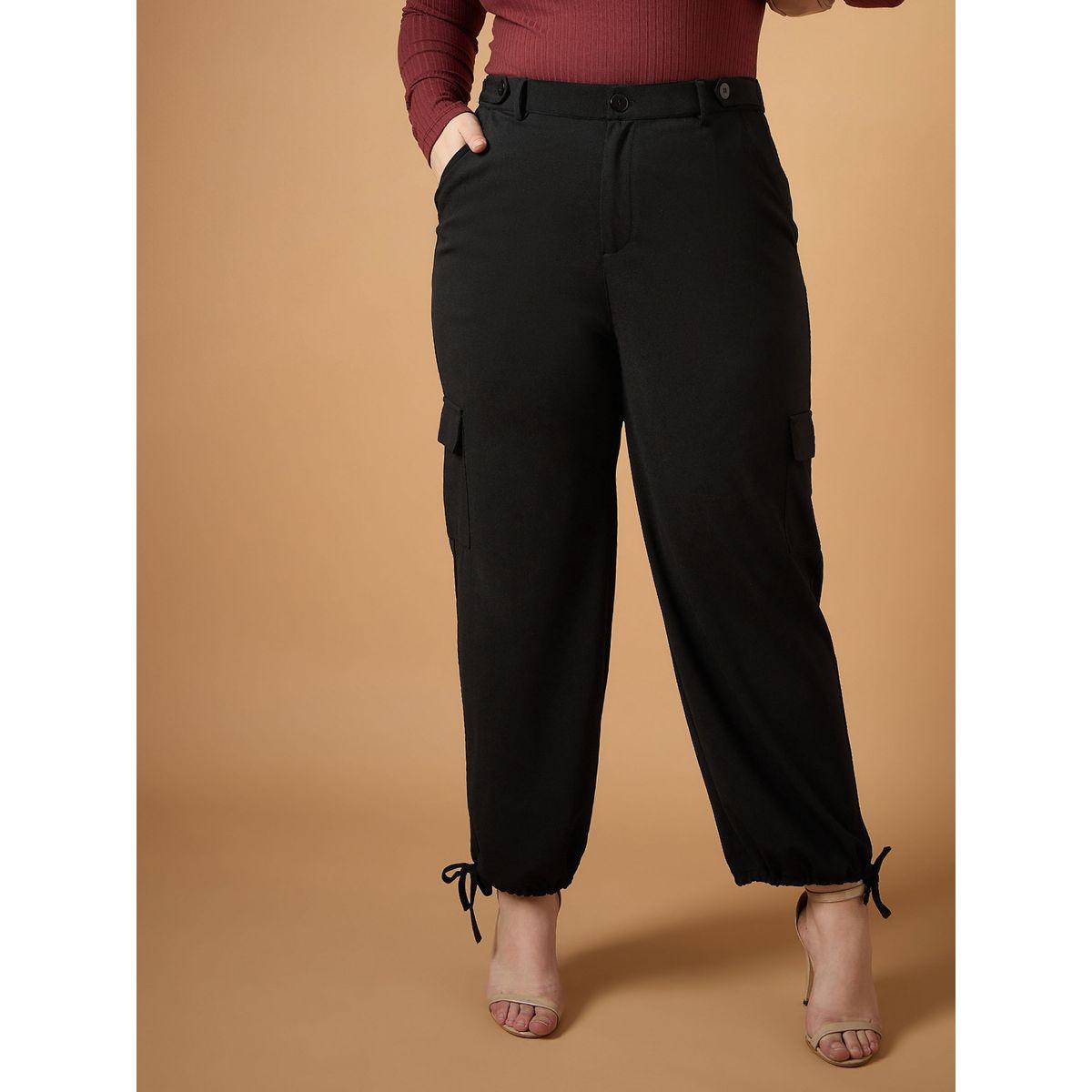 بنطال كارجو ساد بمقاس كبير وخصر متوسط ساسافراس × ستايلي-women-clothing-bottoms-trousers-image-1