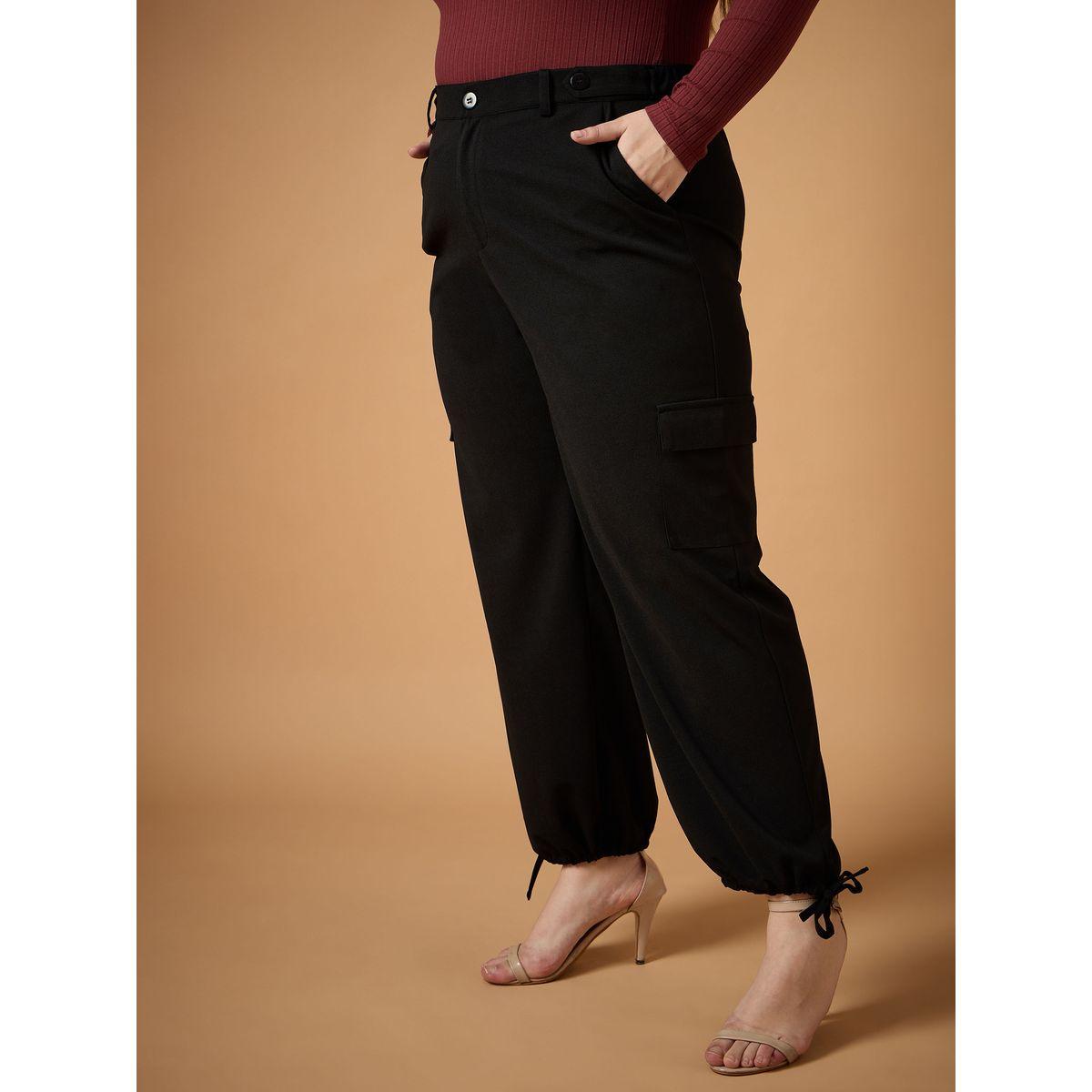 Sassafras X Styli  Plus Size Solid Mid Rise Cargo Pants-women-clothing-bottoms-trousers-image-3