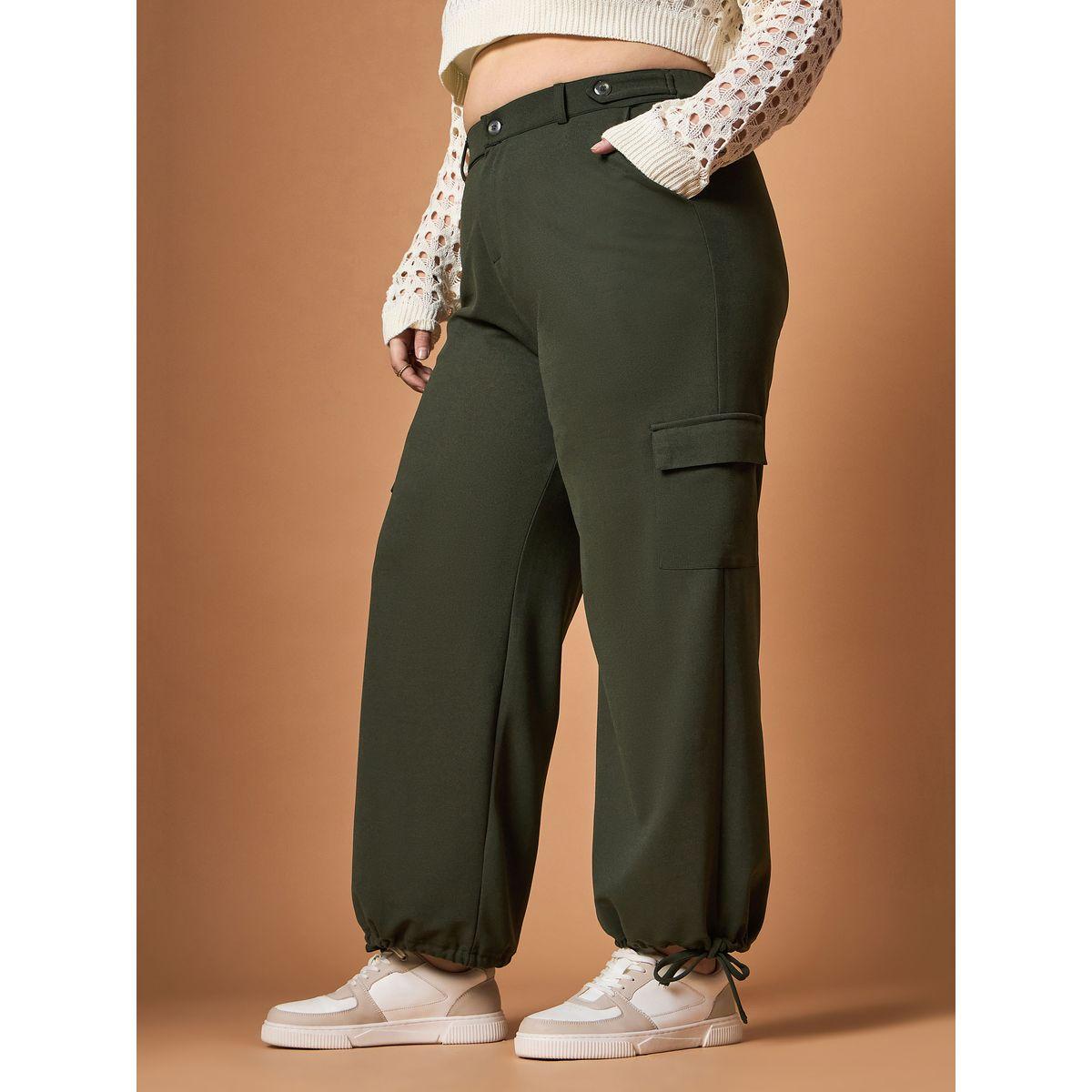 Sassafras X Styli  Plus Size Solid Mid Rise Cargo Pants-women-clothing-bottoms-trousers-image-3