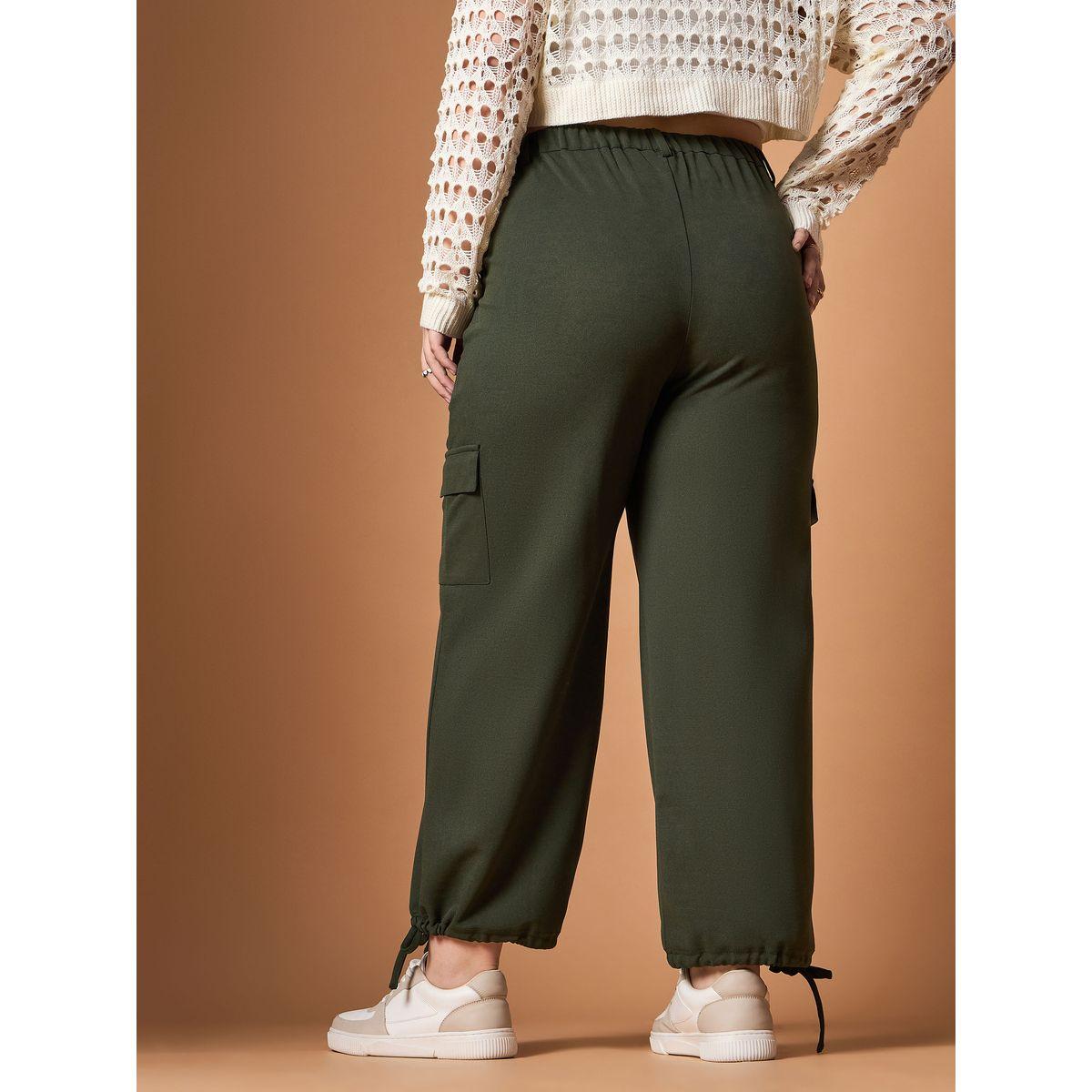 Sassafras X Styli  Plus Size Solid Mid Rise Cargo Pants-women-clothing-bottoms-trousers-image-5