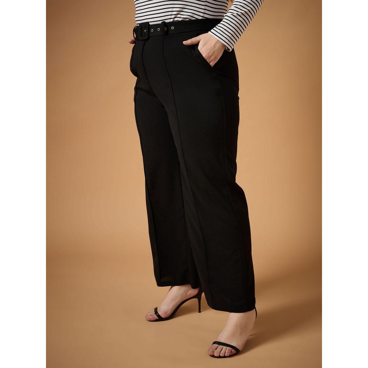 بنطال سادة بمقاس كبير وارجل مستقيمة مع حزام ساسافراس × ستايلي-women-clothing-bottoms-trousers-image-3